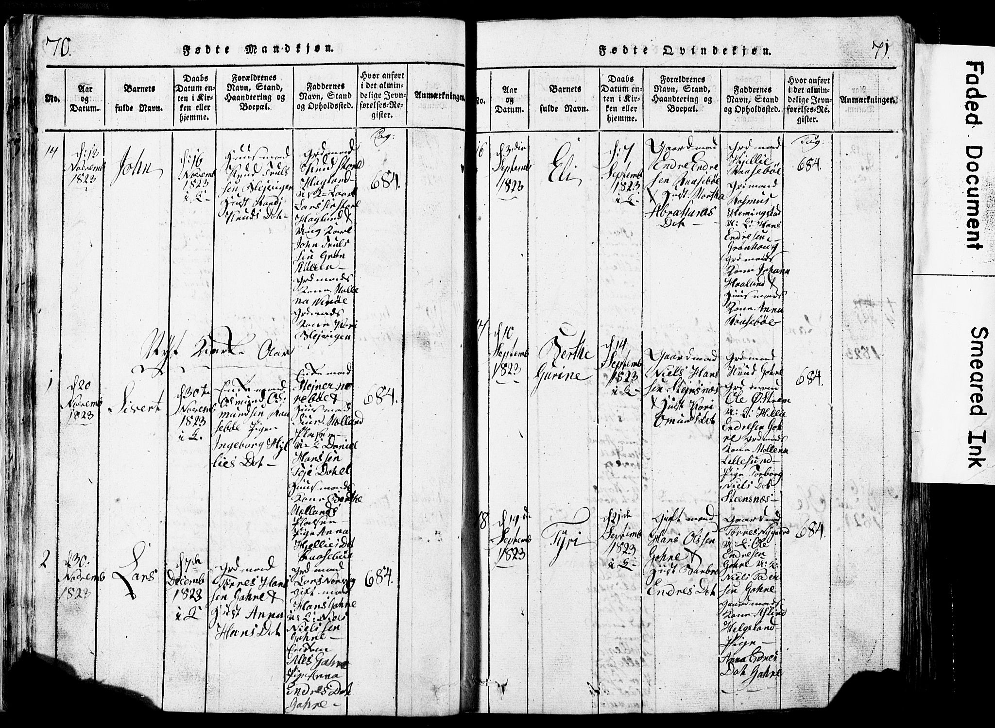 Torvastad sokneprestkontor, AV/SAST-A -101857/H/Ha/Hab/L0002: Parish register (copy) no. B 2, 1817-1834, p. 70-71