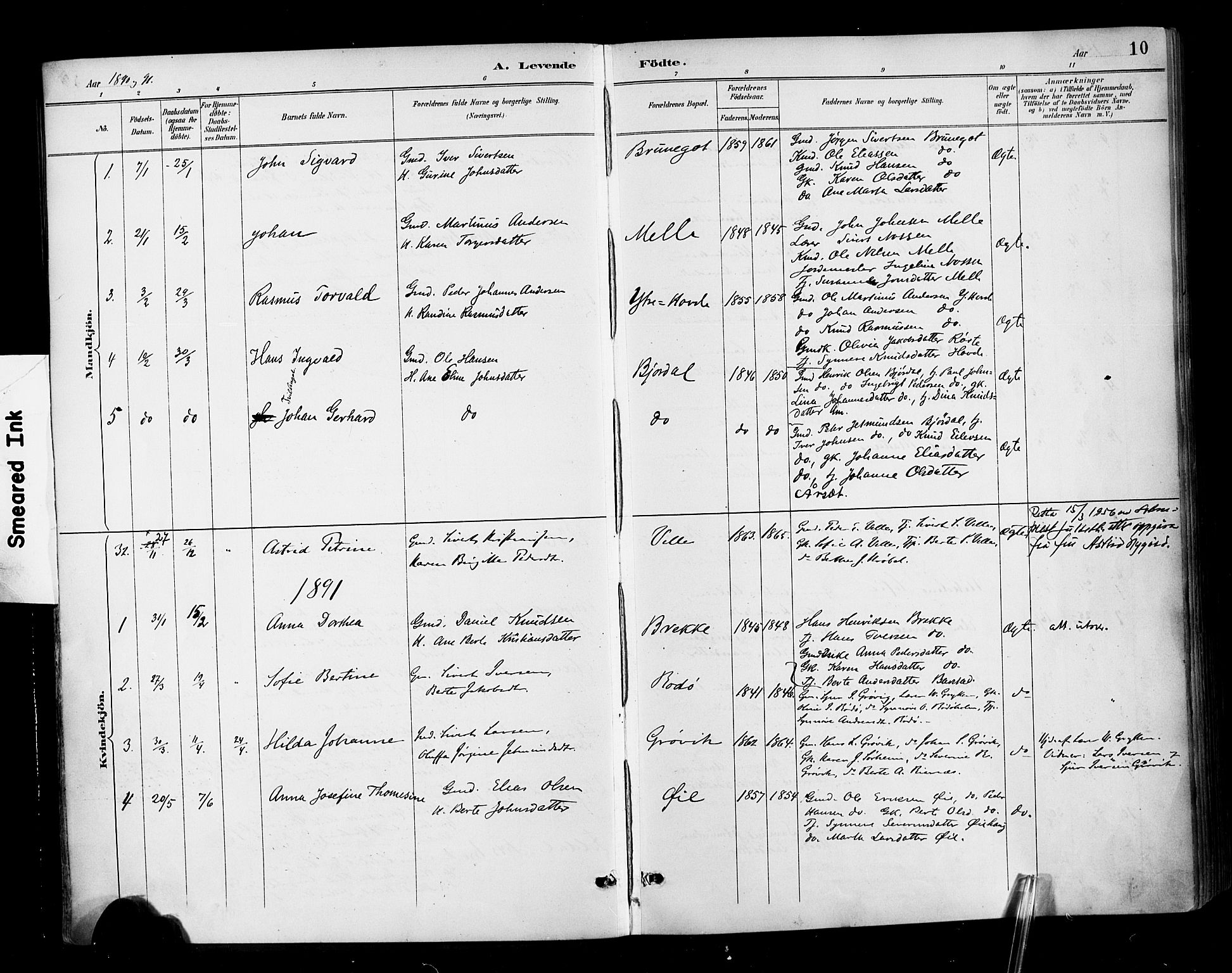 Ministerialprotokoller, klokkerbøker og fødselsregistre - Møre og Romsdal, AV/SAT-A-1454/513/L0177: Parish register (official) no. 513A04, 1890-1906, p. 10