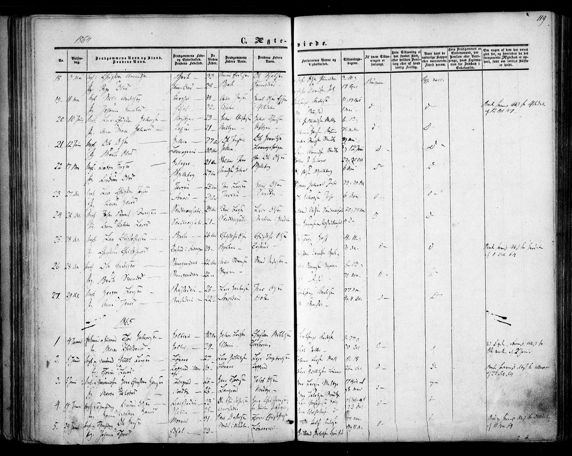 Nannestad prestekontor Kirkebøker, SAO/A-10414a/F/Fa/L0012: Parish register (official) no. I 12, 1860-1872, p. 119