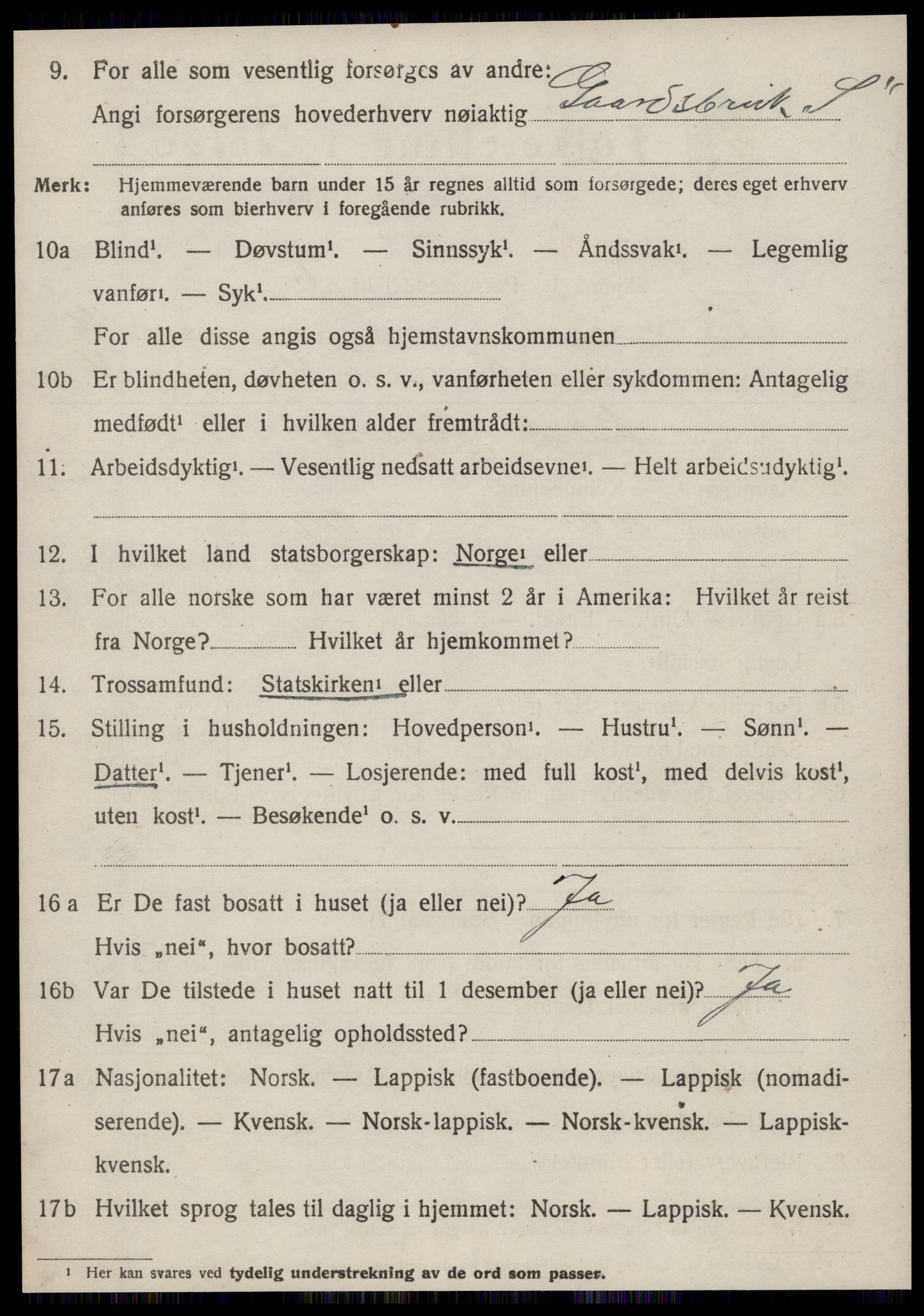 SAT, 1920 census for Hemne, 1920, p. 6565