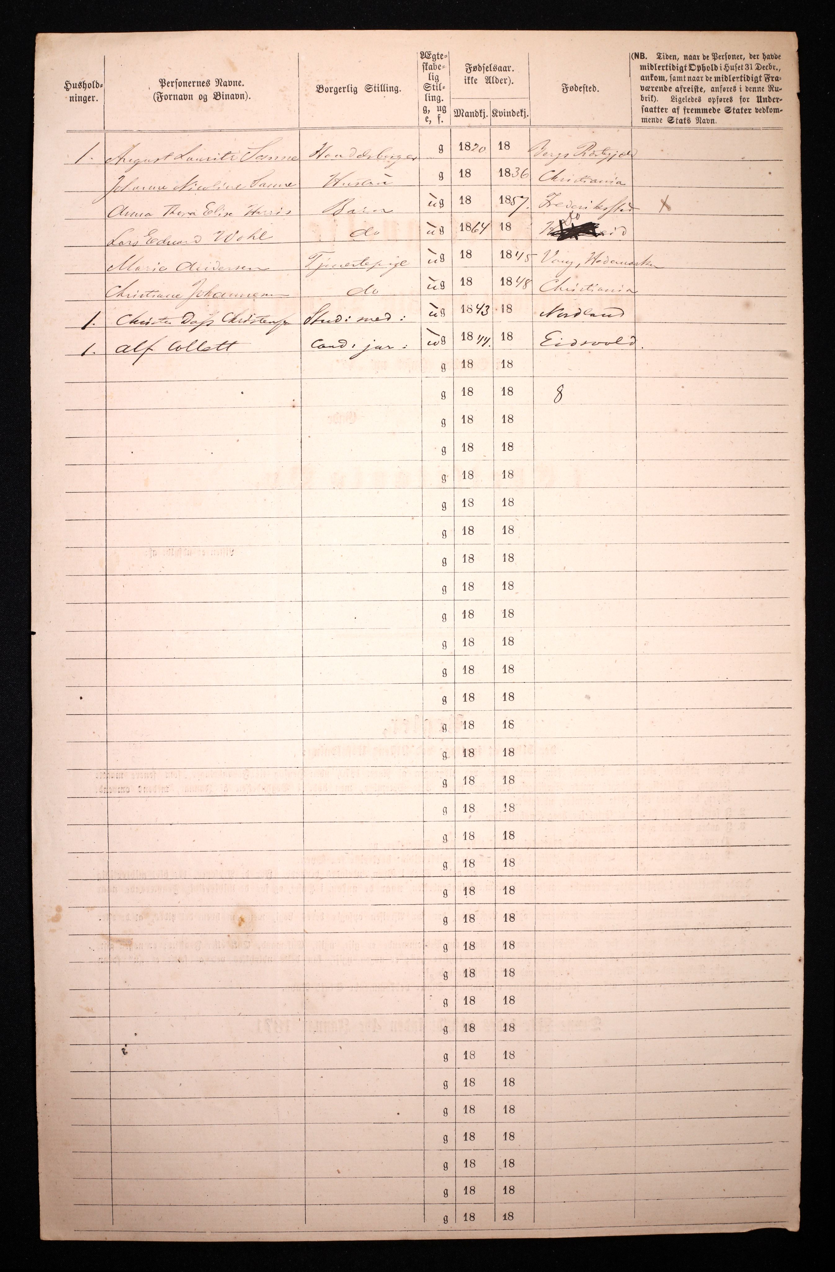 RA, 1870 census for 0301 Kristiania, 1870, p. 4606