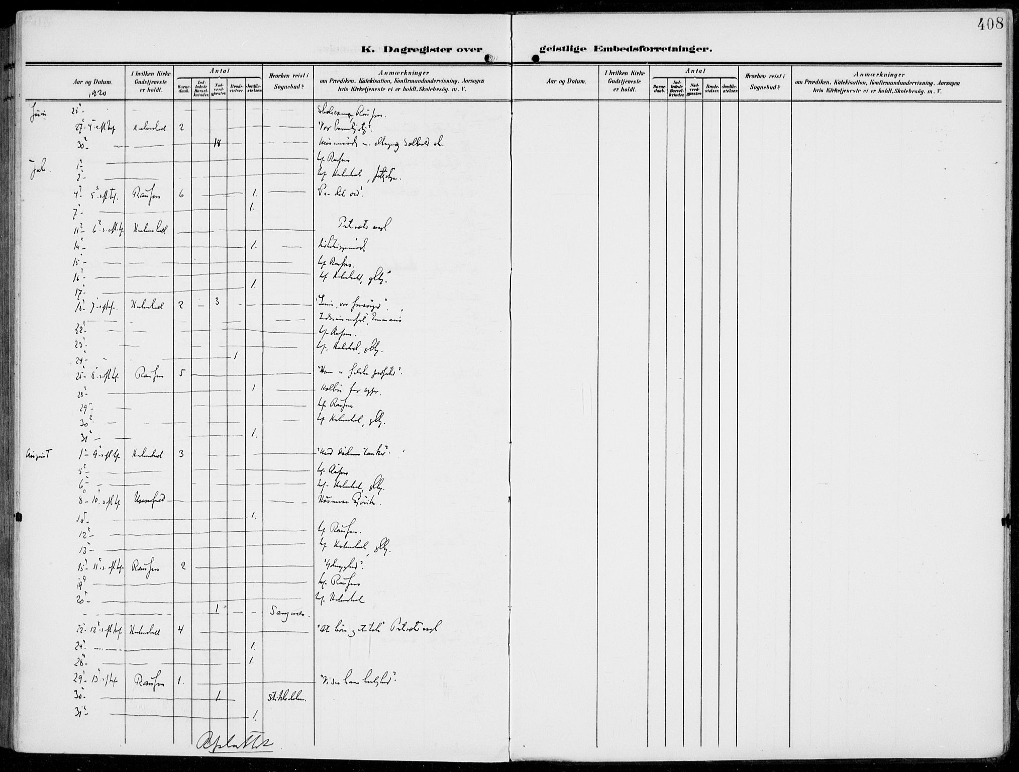 Vestre Toten prestekontor, AV/SAH-PREST-108/H/Ha/Haa/L0014: Parish register (official) no. 14, 1907-1920, p. 408