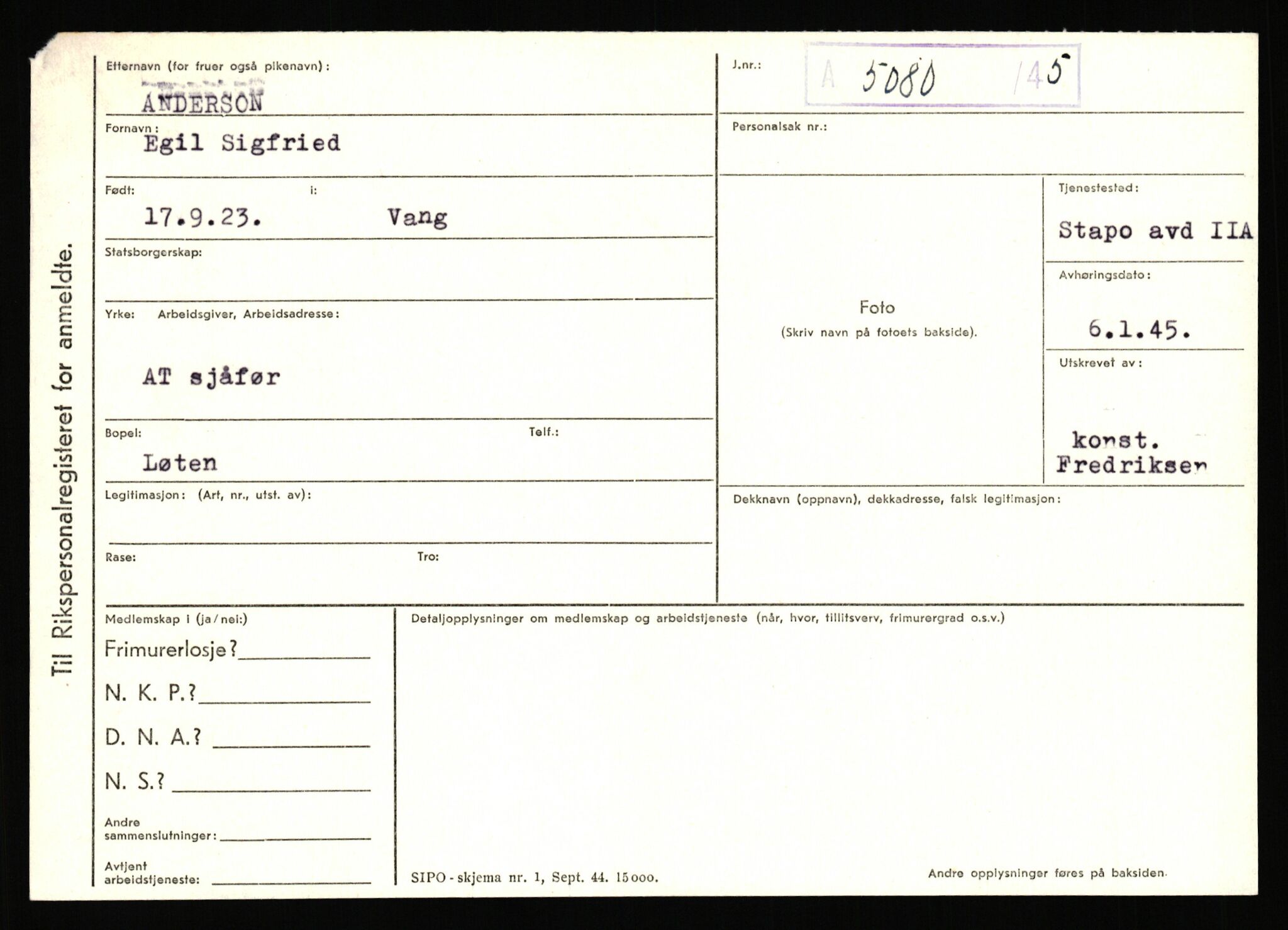 Statspolitiet - Hovedkontoret / Osloavdelingen, AV/RA-S-1329/C/Ca/L0001: Aabakken - Armann, 1943-1945, p. 3633