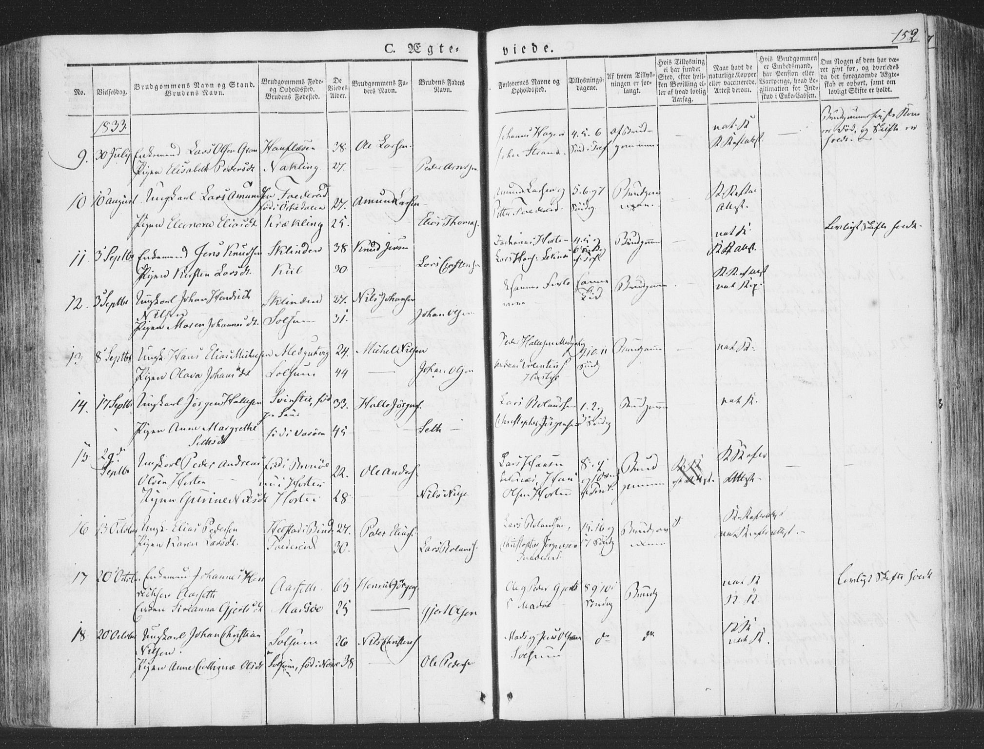 Ministerialprotokoller, klokkerbøker og fødselsregistre - Nord-Trøndelag, SAT/A-1458/780/L0639: Parish register (official) no. 780A04, 1830-1844, p. 152