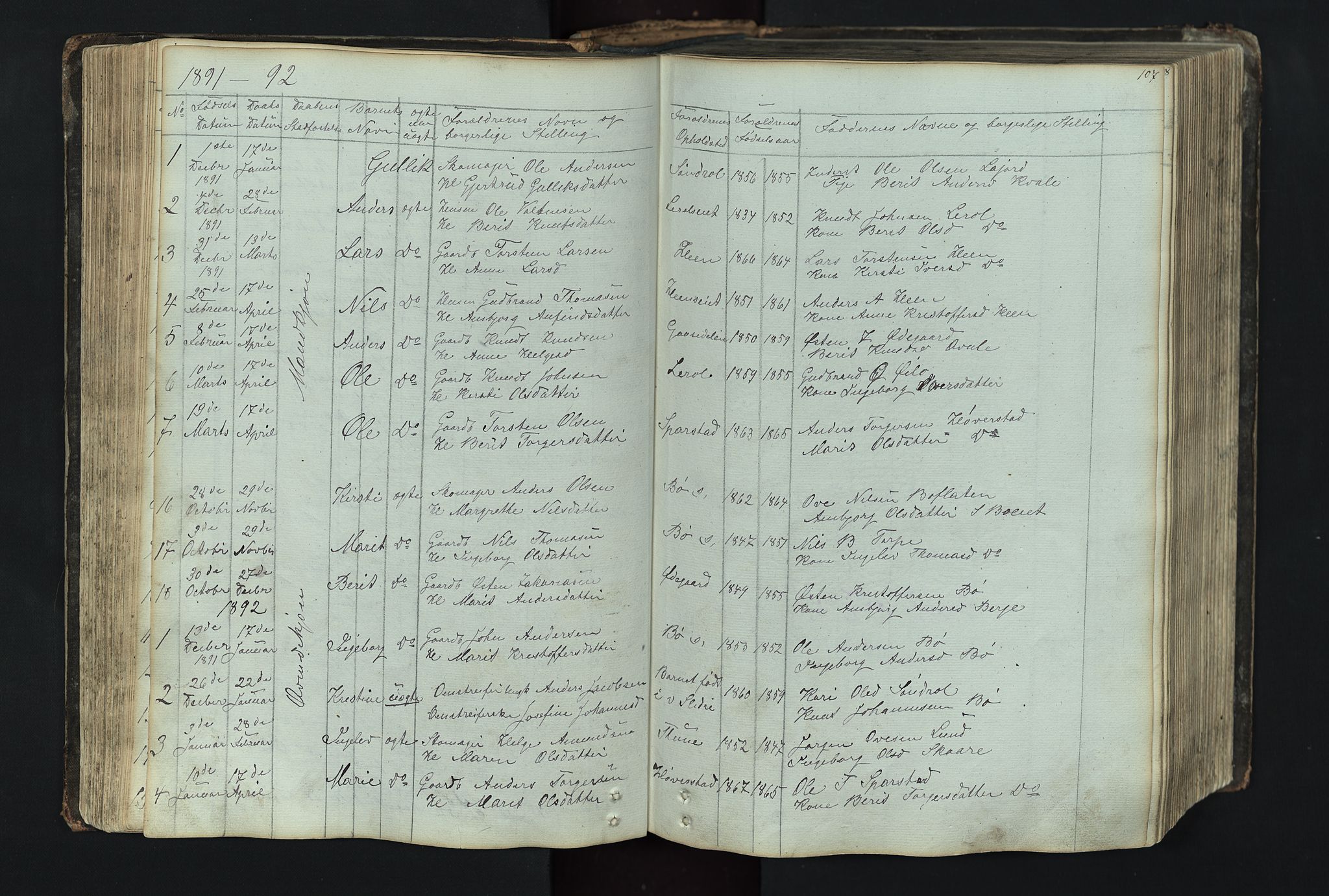 Vang prestekontor, Valdres, SAH/PREST-140/H/Hb/L0004: Parish register (copy) no. 4, 1835-1892, p. 107