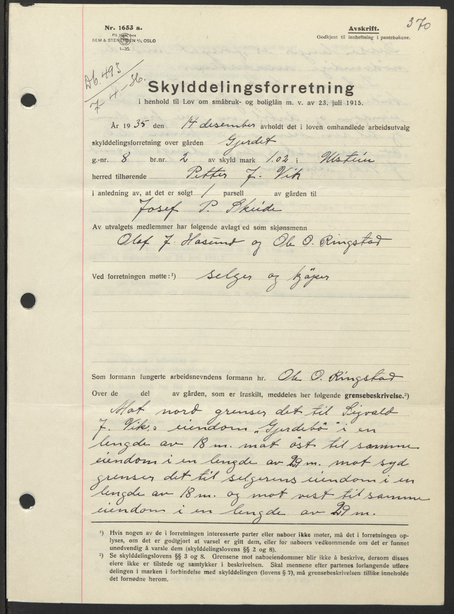 Søre Sunnmøre sorenskriveri, AV/SAT-A-4122/1/2/2C/L0060: Mortgage book no. 54, 1935-1936, Deed date: 07.04.1936