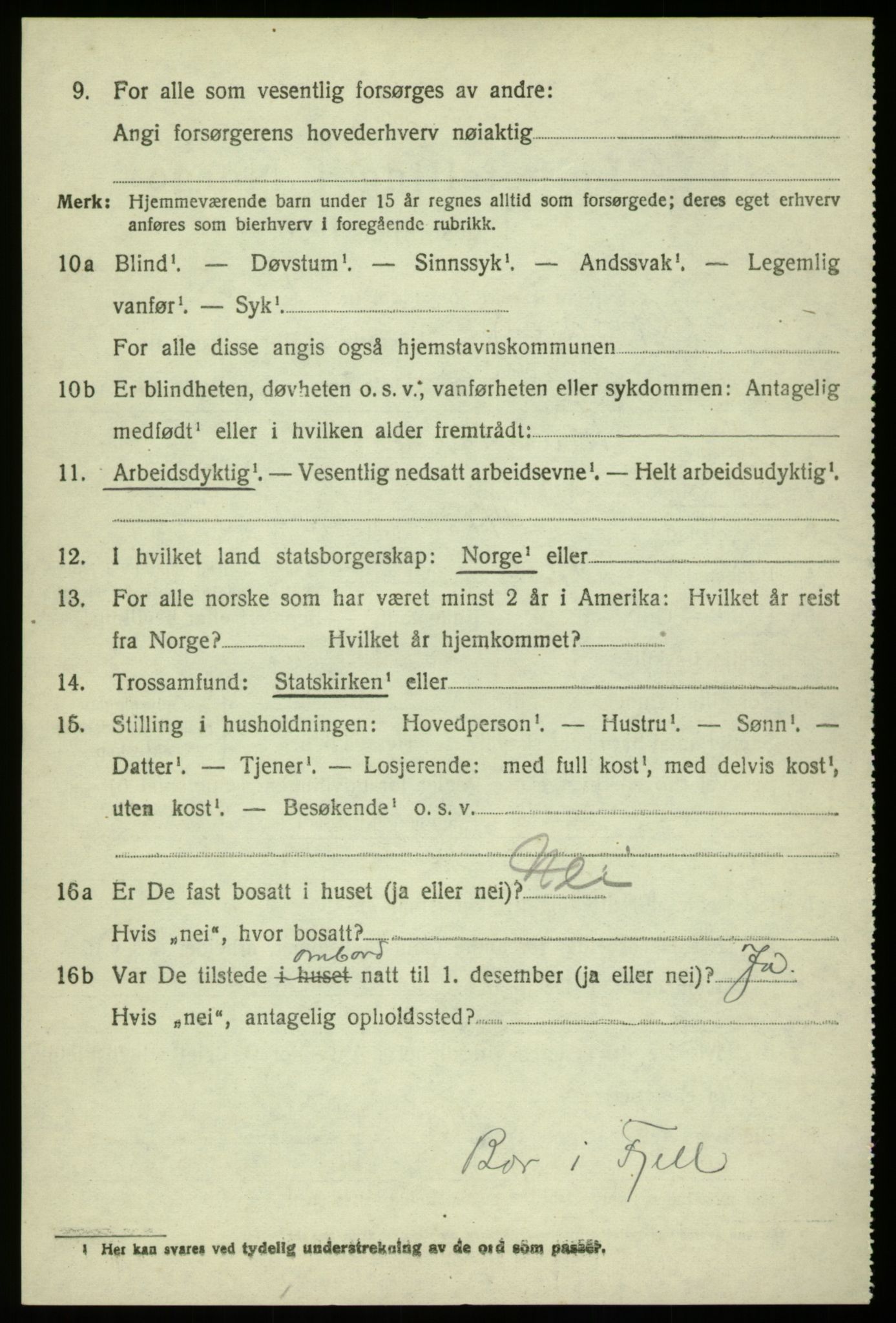 SAB, 1920 census for Hosanger, 1920, p. 2324