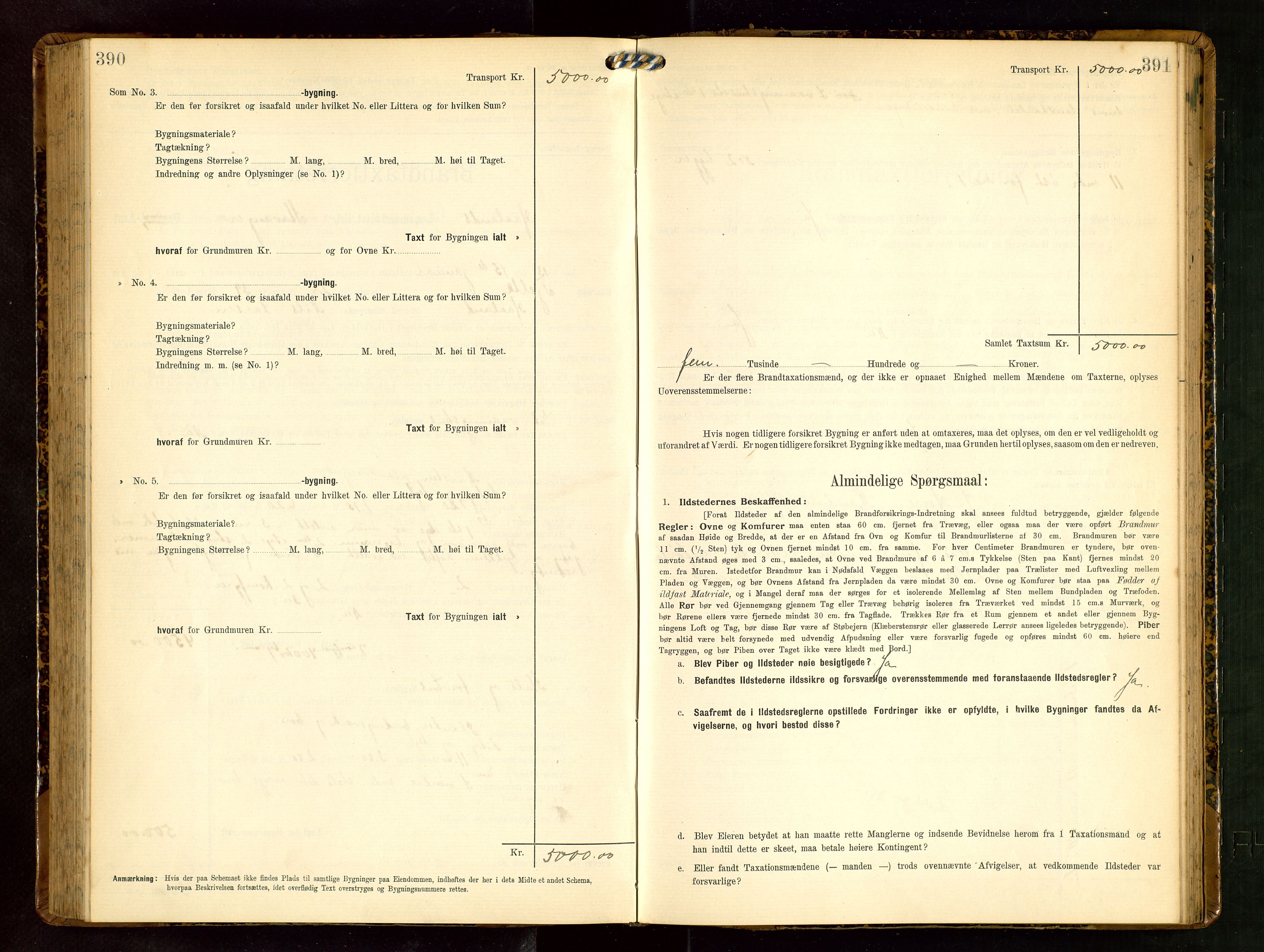 Håland lensmannskontor, SAST/A-100100/Gob/L0003: Branntakstprotokoll - skjematakst. Register i boken., 1909-1910, p. 390-391