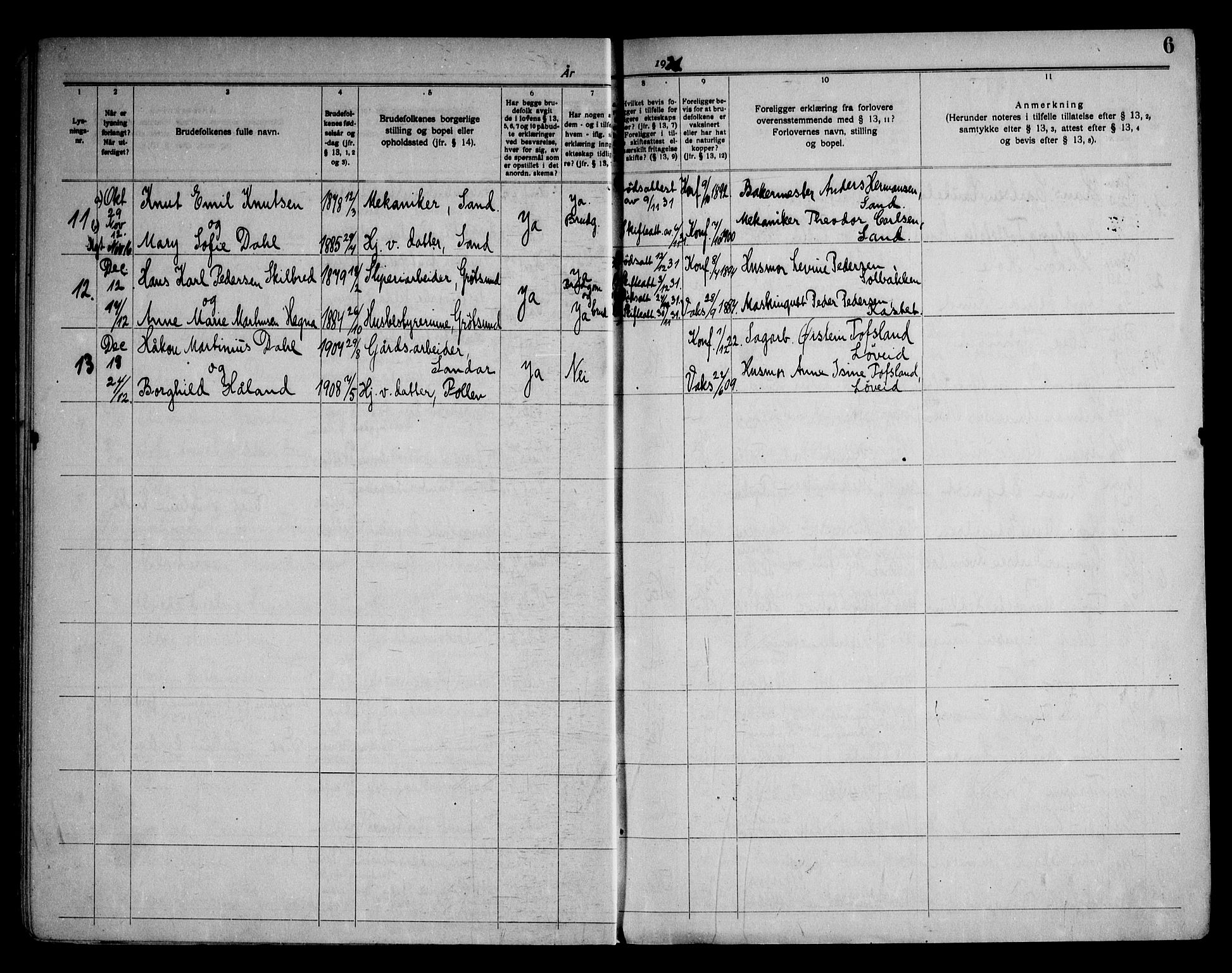Solum kirkebøker, AV/SAKO-A-306/H/Hb/L0001: Banns register no. II 1, 1929-1963, p. 6