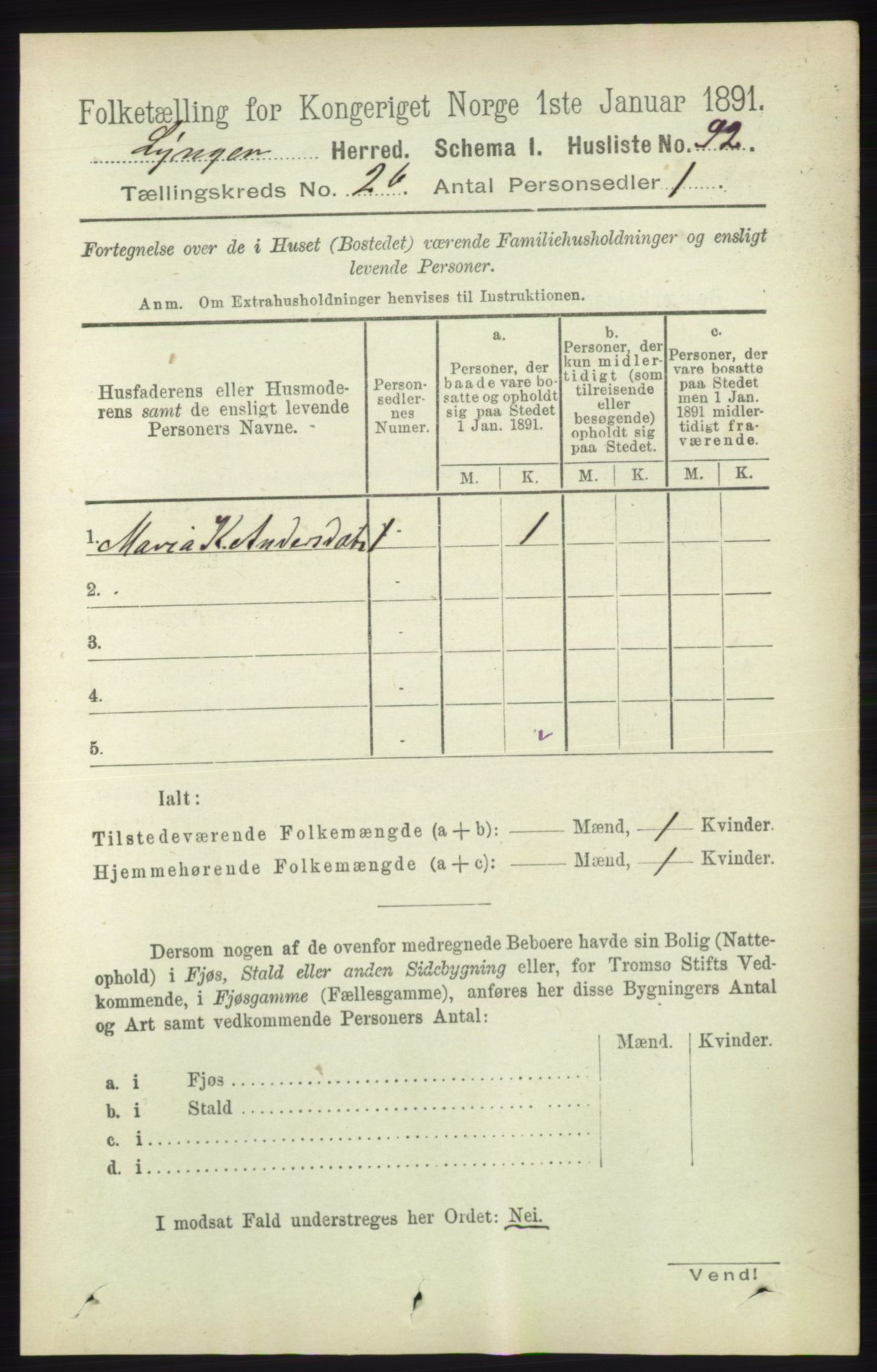 RA, 1891 census for 1938 Lyngen, 1891, p. 2460