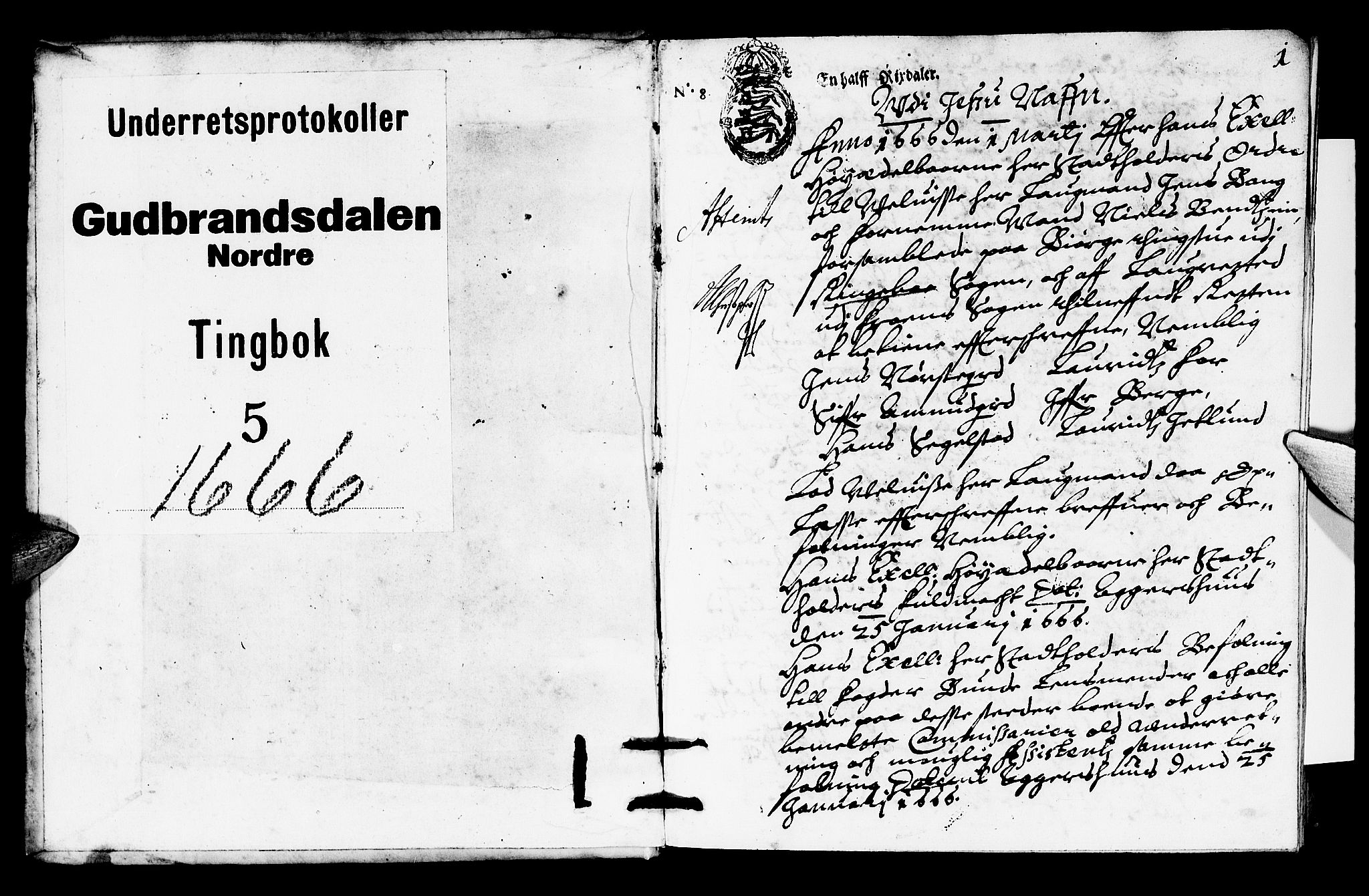 Sorenskriverier i Gudbrandsdalen, SAH/TING-036/G/Gb/Gba/L0005: Tingbok - Nord-Gudbrandsdal, 1666, p. 0b-1a