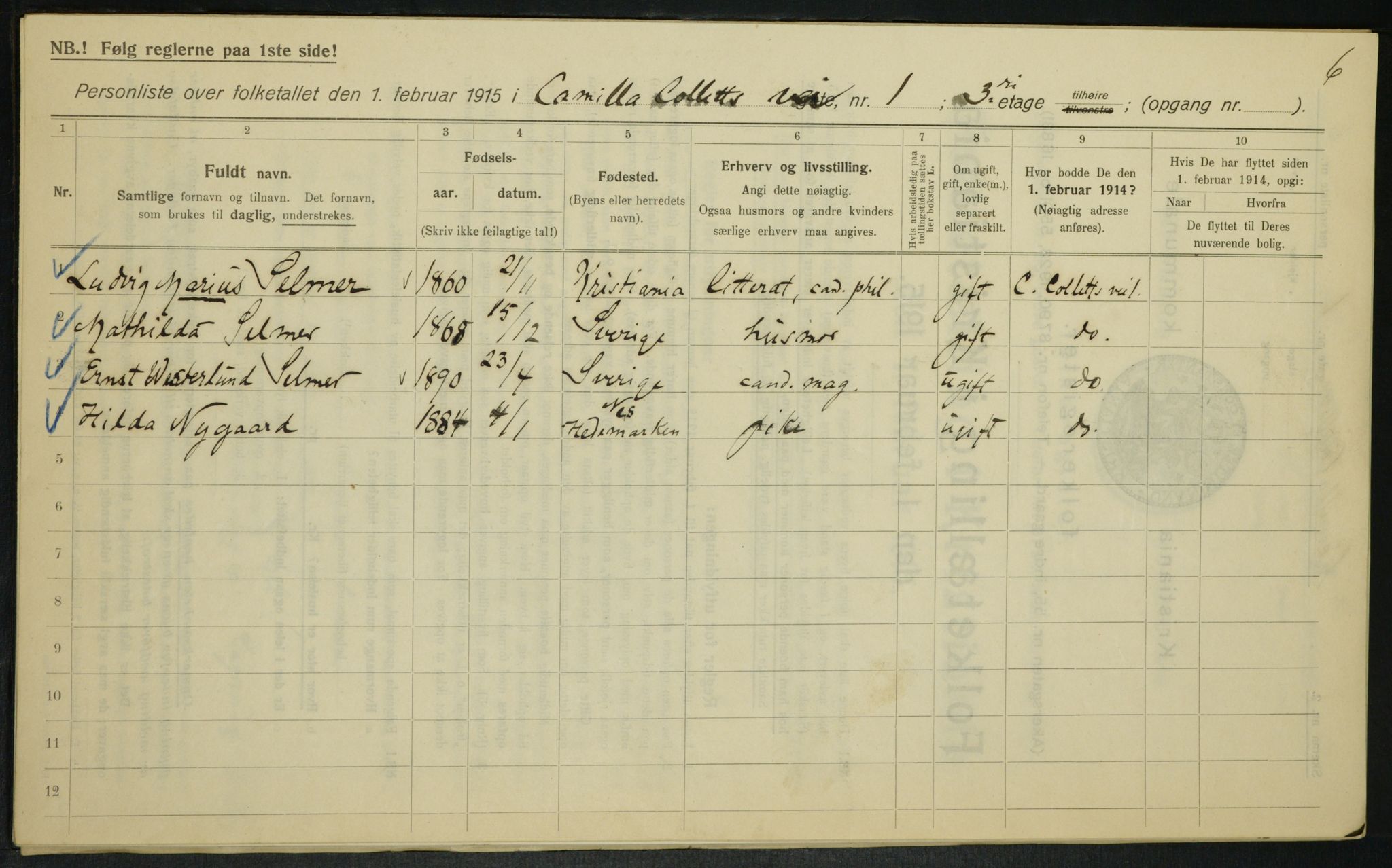 OBA, Municipal Census 1915 for Kristiania, 1915, p. 11607