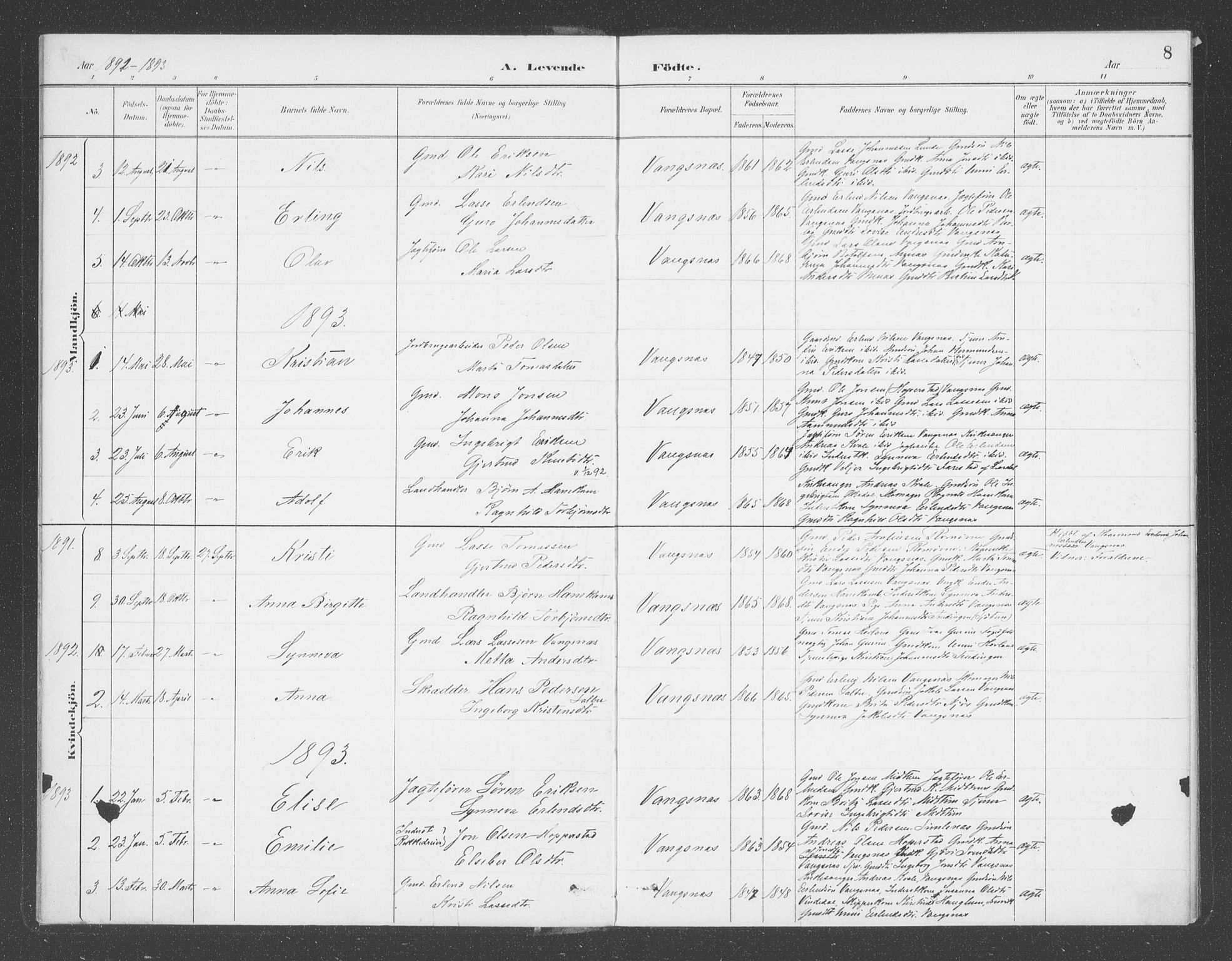 Balestrand sokneprestembete, AV/SAB-A-79601/H/Haa/Haae/L0001: Parish register (official) no. E  1, 1889-1909, p. 8