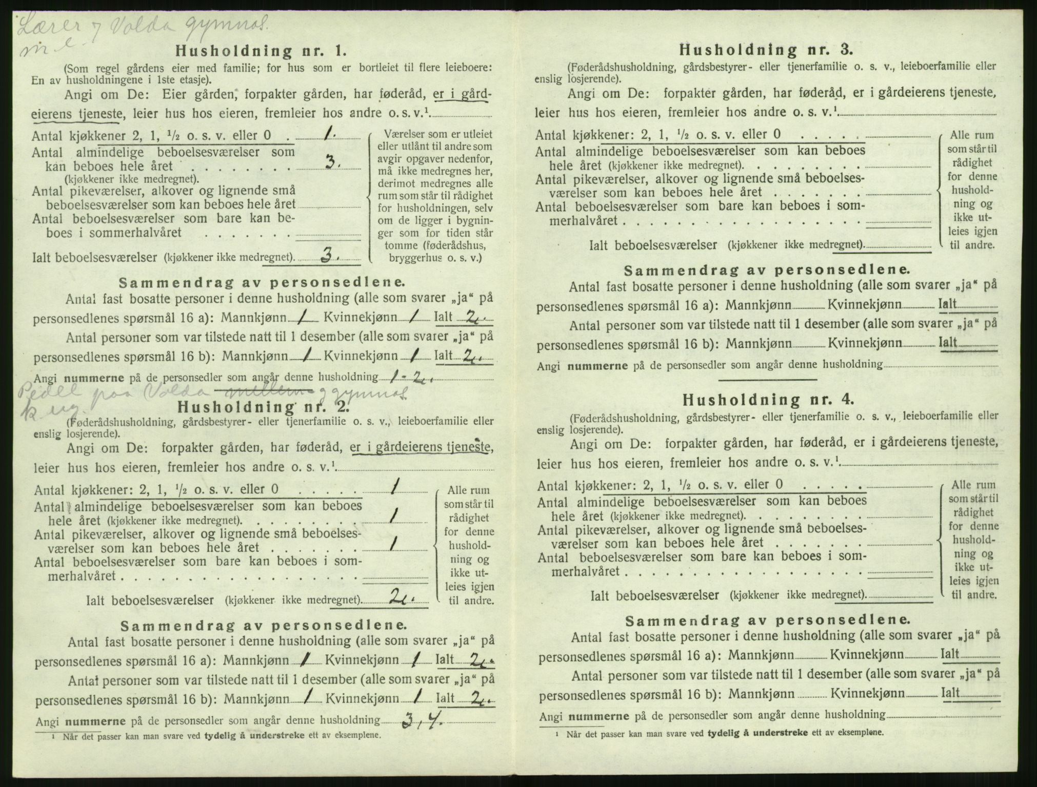 SAT, 1920 census for Volda, 1920, p. 349