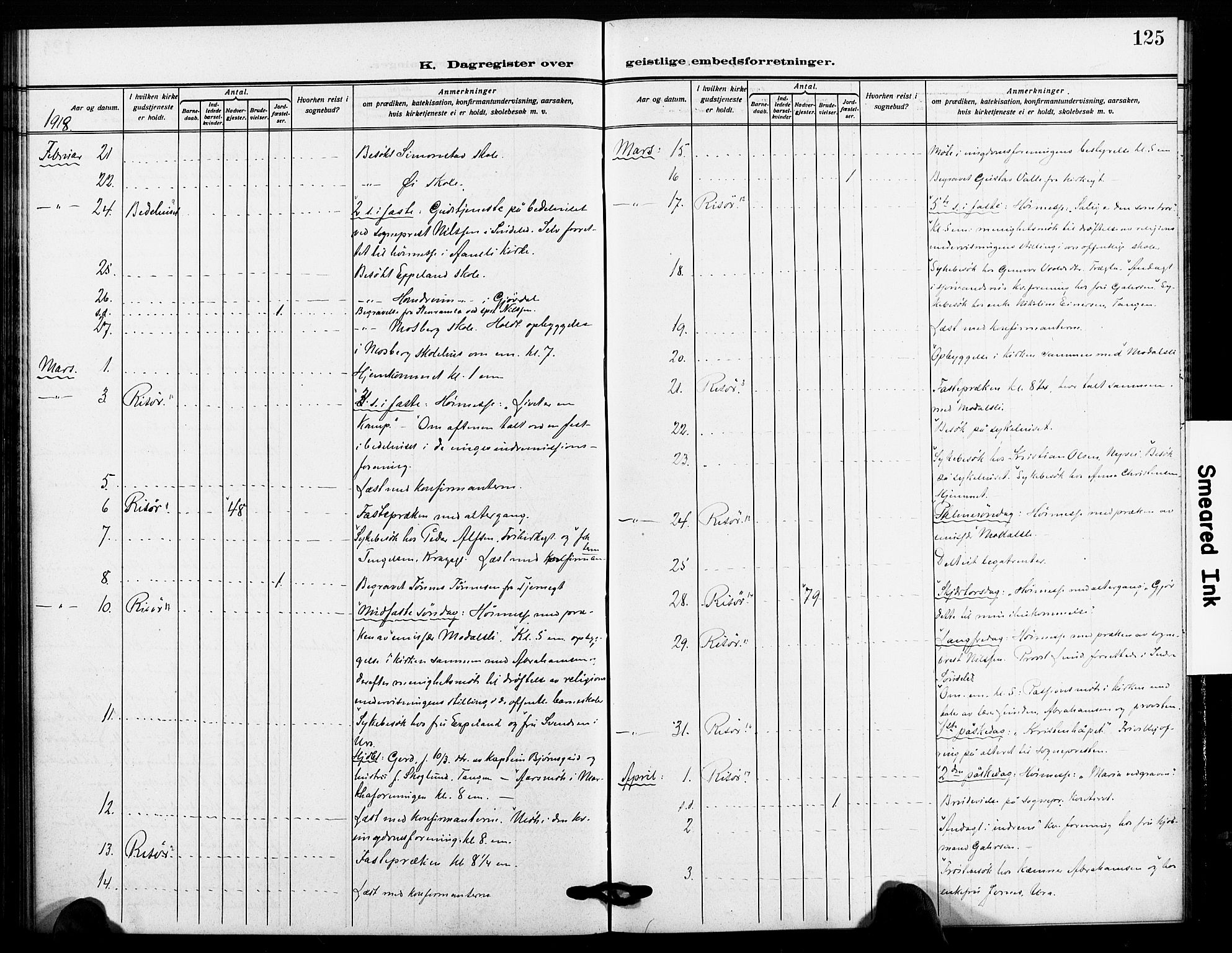 Risør sokneprestkontor, AV/SAK-1111-0035/F/Fa/L0007: Parish register (official) no. A 7, 1908-1921, p. 125