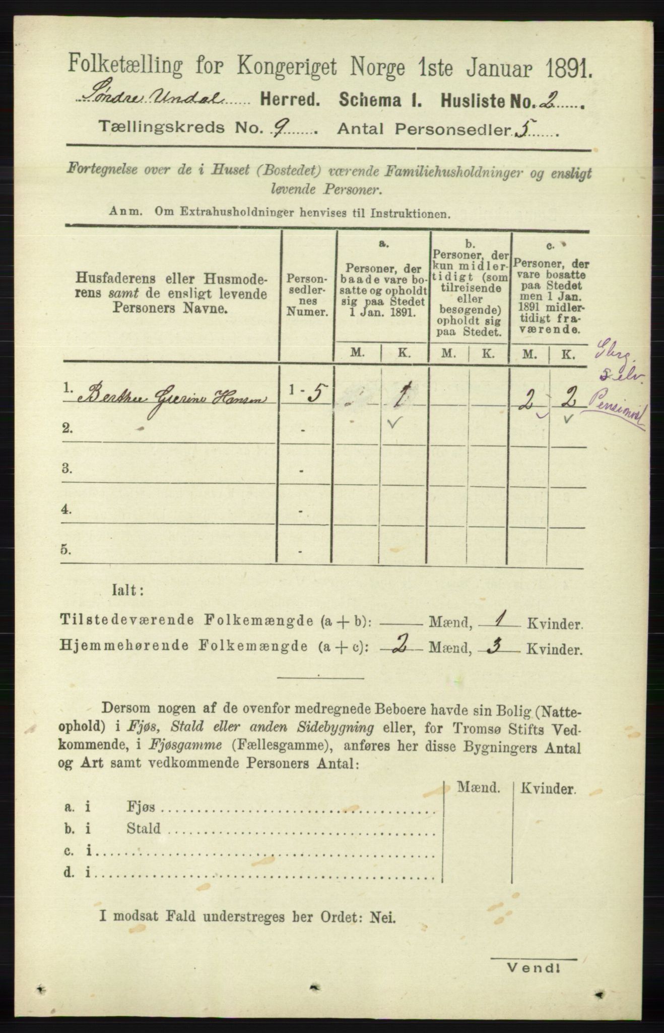 RA, 1891 census for 1029 Sør-Audnedal, 1891, p. 3834