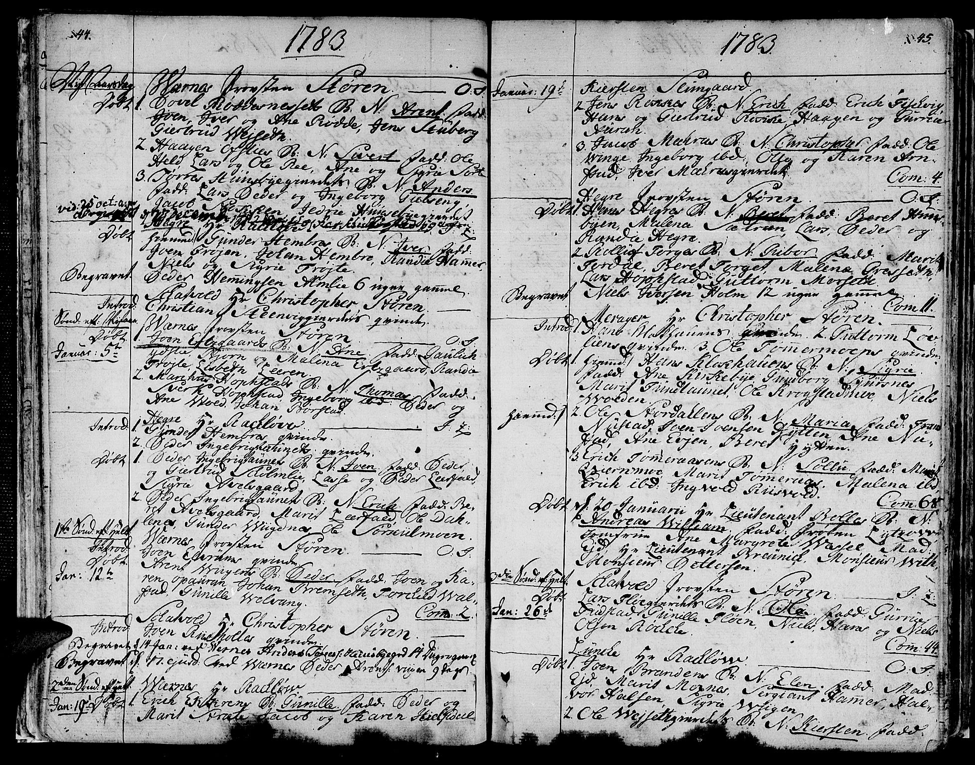 Ministerialprotokoller, klokkerbøker og fødselsregistre - Nord-Trøndelag, SAT/A-1458/709/L0059: Parish register (official) no. 709A06, 1781-1797, p. 44-45