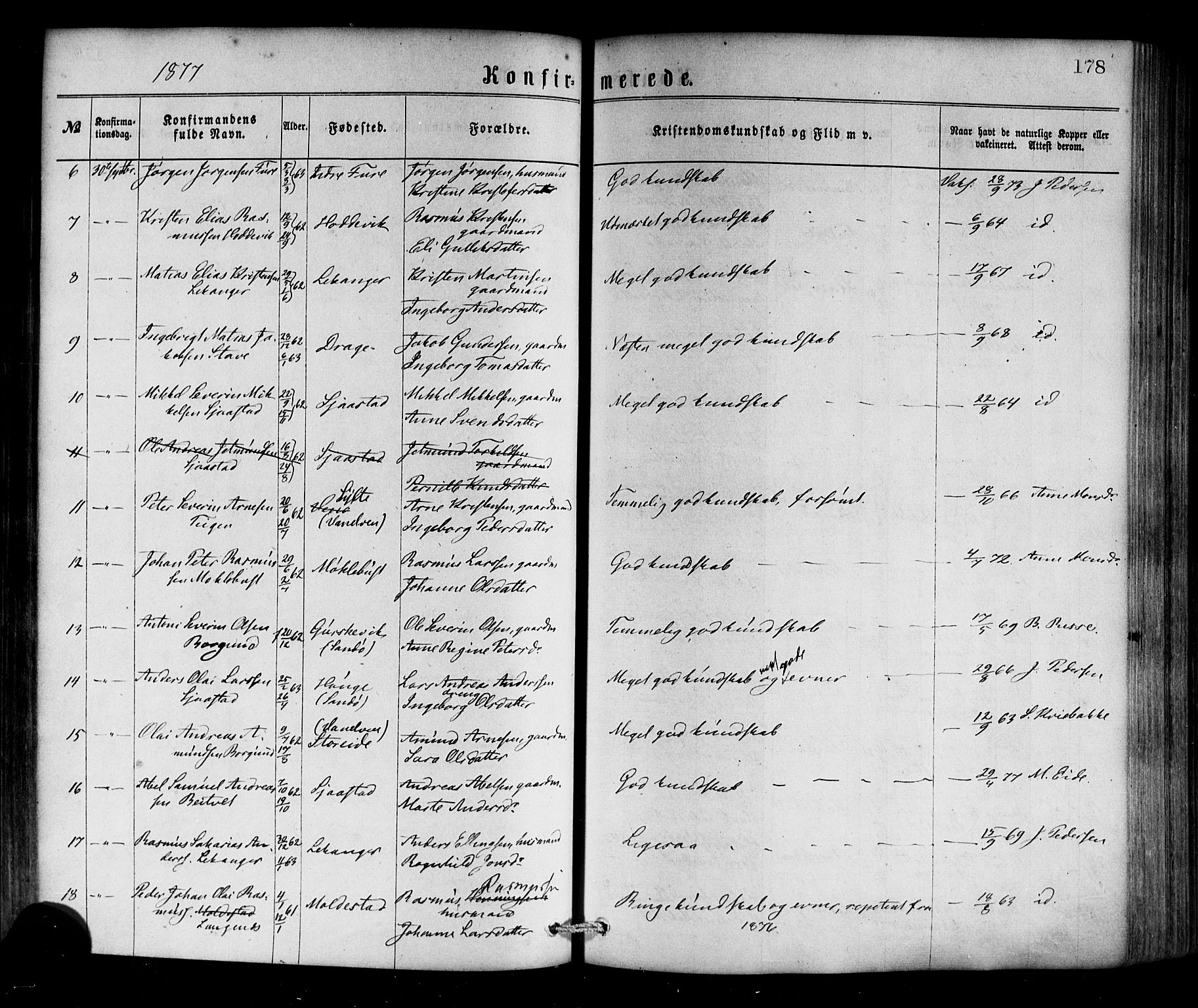 Selje sokneprestembete, SAB/A-99938/H/Ha/Haa/Haaa: Parish register (official) no. A 12, 1870-1880, p. 178