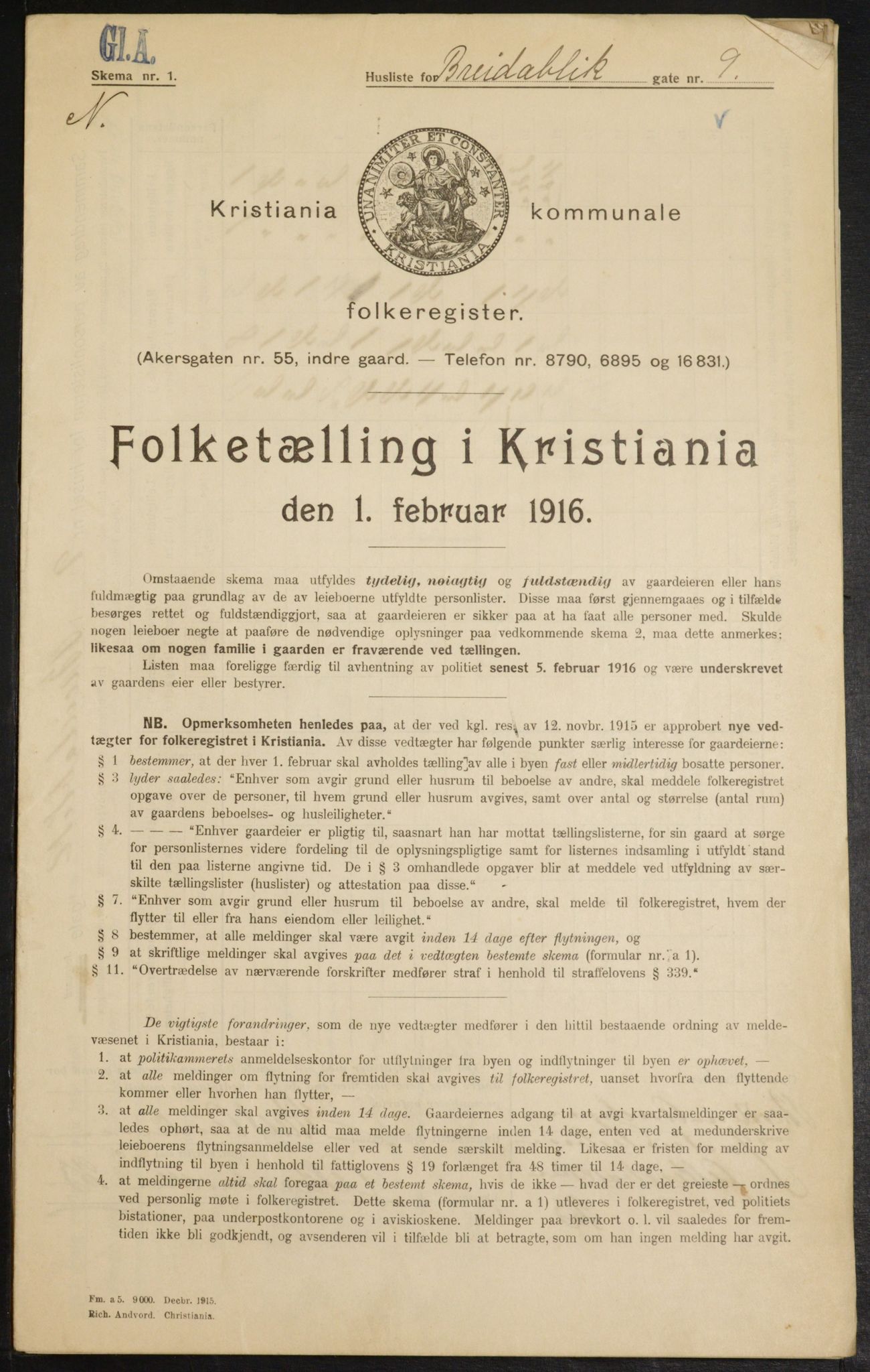 OBA, Municipal Census 1916 for Kristiania, 1916, p. 8181