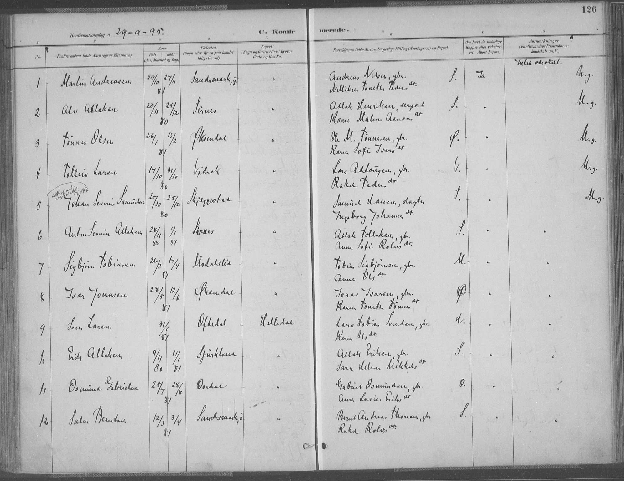 Bakke sokneprestkontor, AV/SAK-1111-0002/F/Fa/Faa/L0008: Parish register (official) no. A 8, 1887-1911, p. 126