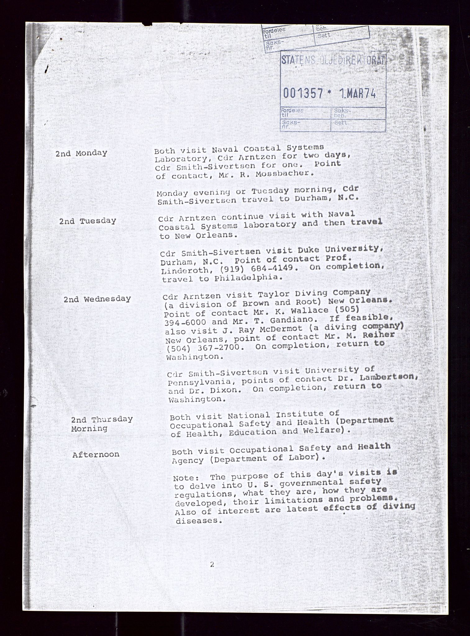 Industridepartementet, Oljekontoret, AV/SAST-A-101348/Di/L0005: DWP, 761 forskning/teknologi, 2 prot. DWP feasibility study, 1972-1975, p. 428