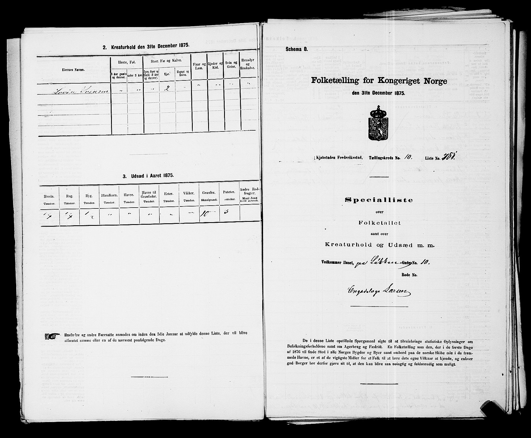 RA, 1875 census for 0103B Fredrikstad/Fredrikstad, 1875, p. 1718