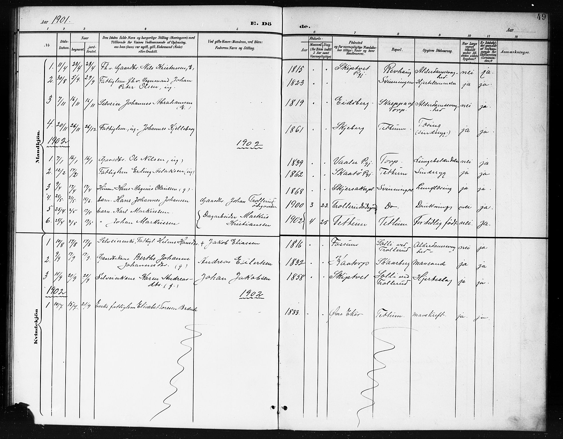 Spydeberg prestekontor Kirkebøker, AV/SAO-A-10924/G/Gc/L0001: Parish register (copy) no. III 1, 1901-1917, p. 49