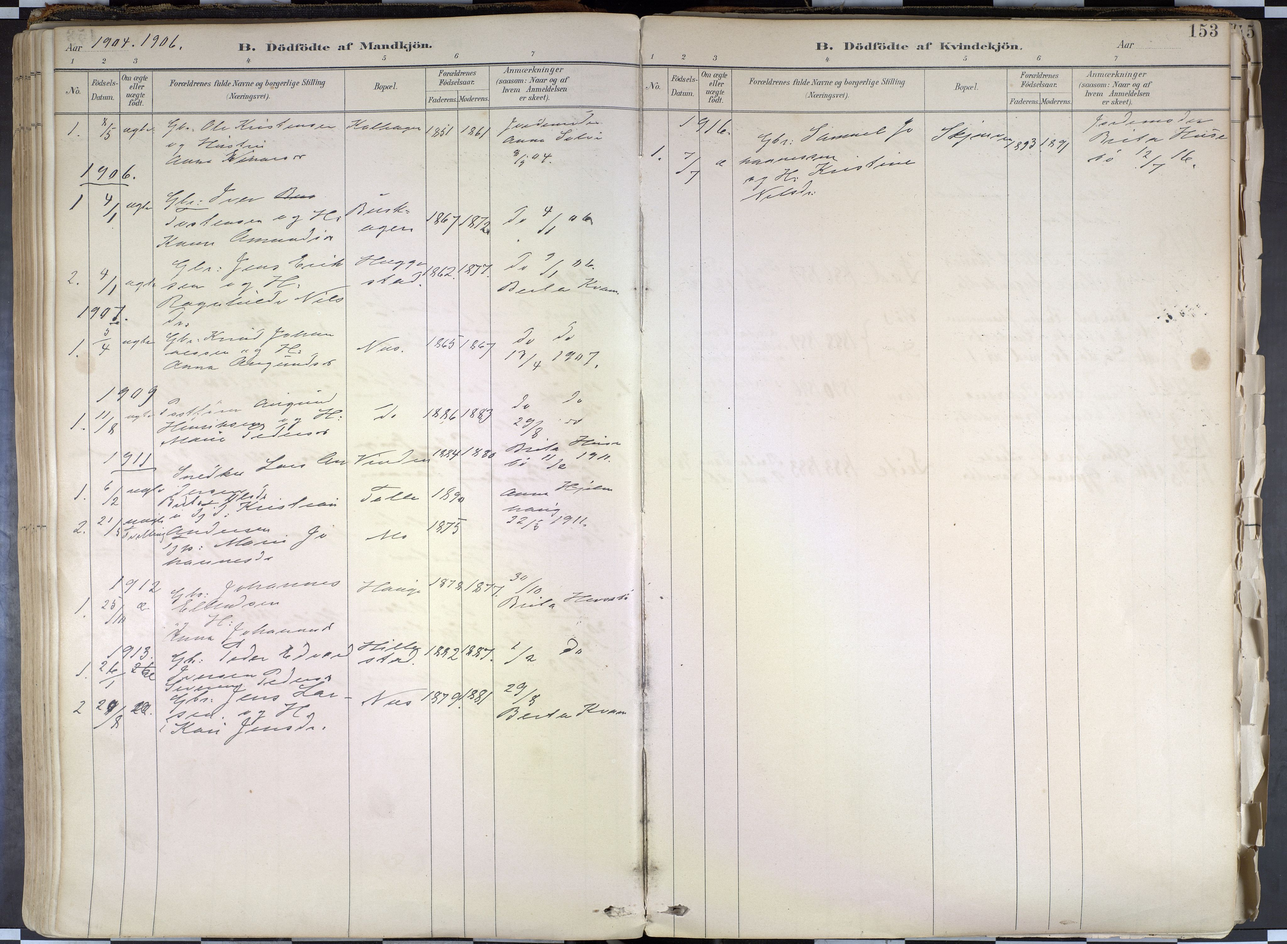 Hafslo sokneprestembete, AV/SAB-A-80301/H/Haa/Haab/L0001: Parish register (official) no. B 1, 1886-1945, p. 153