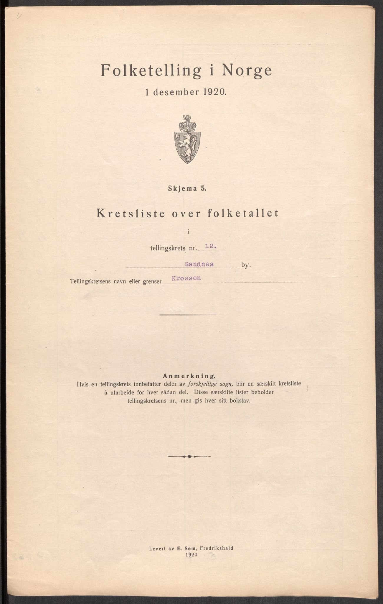 SAST, 1920 census for Sandnes, 1920, p. 39