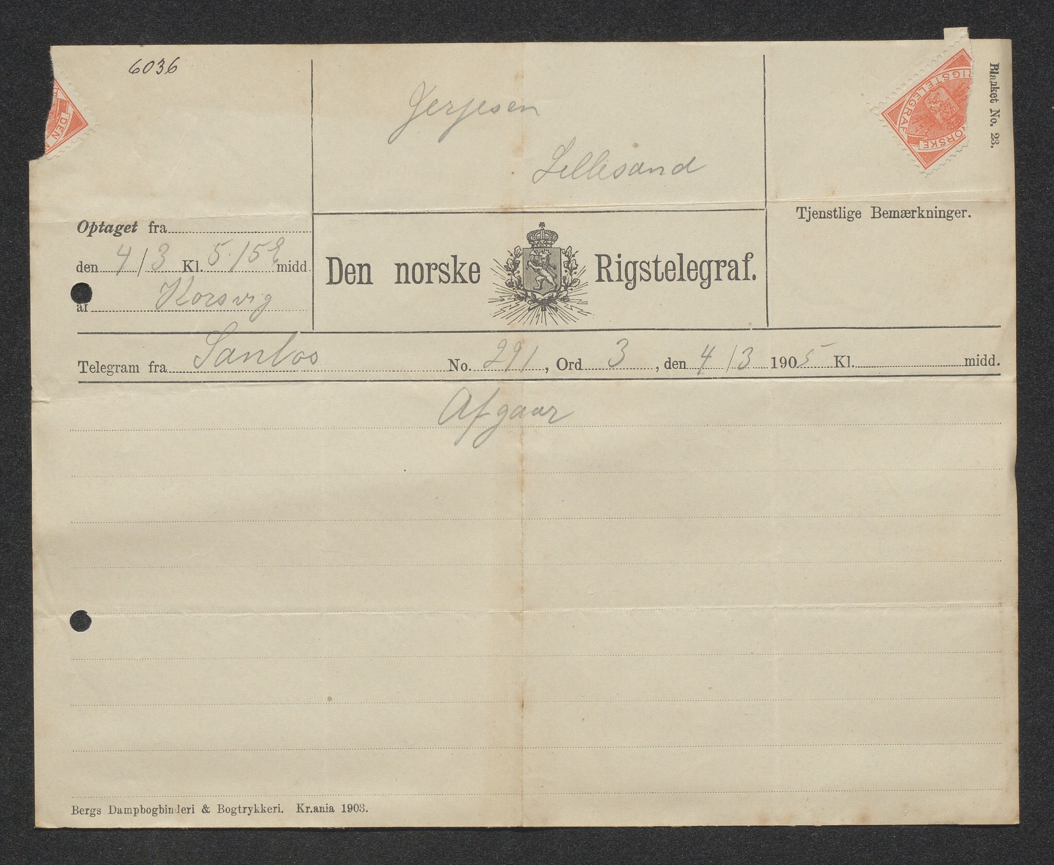 O. Terjesens rederi, AAKS/PA-2525/E/E01/L0013: Korrespondanse, 1904-1905