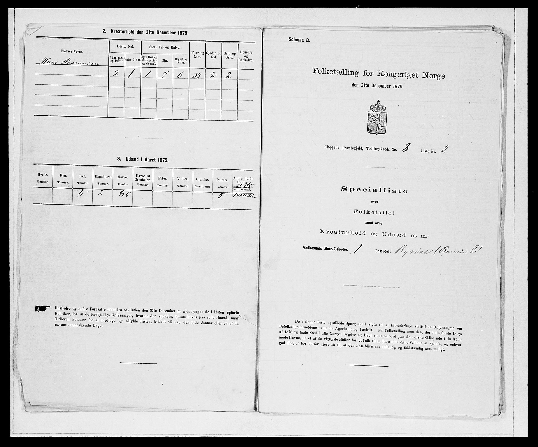 SAB, 1875 Census for 1445P Gloppen, 1875, p. 287