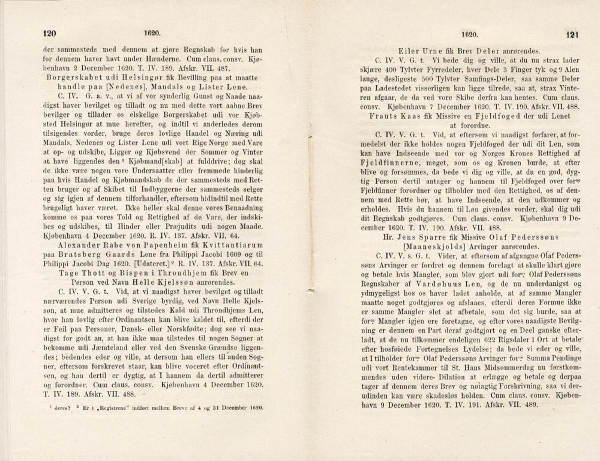 Publikasjoner utgitt av Det Norske Historiske Kildeskriftfond, PUBL/-/-/-: Norske Rigs-Registranter, bind 5, 1619-1627, p. 120-121