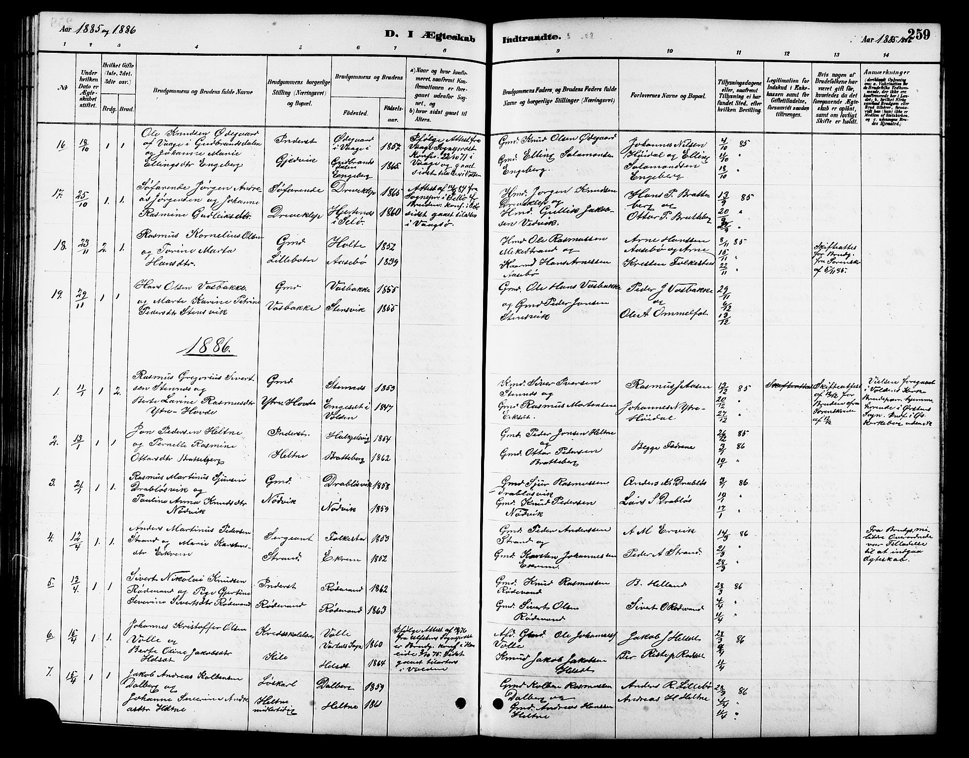 Ministerialprotokoller, klokkerbøker og fødselsregistre - Møre og Romsdal, AV/SAT-A-1454/511/L0158: Parish register (copy) no. 511C04, 1884-1903, p. 259