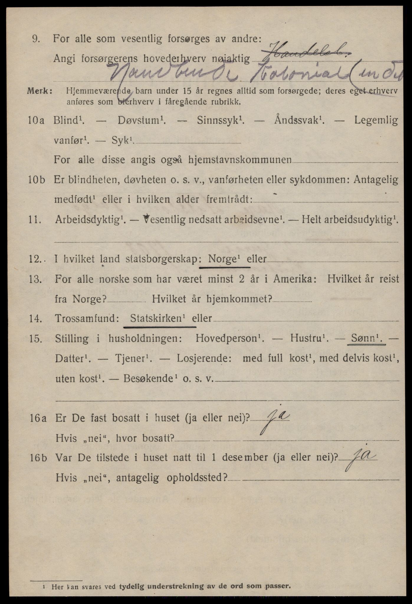 SAT, 1920 census for Kristiansund, 1920, p. 17030