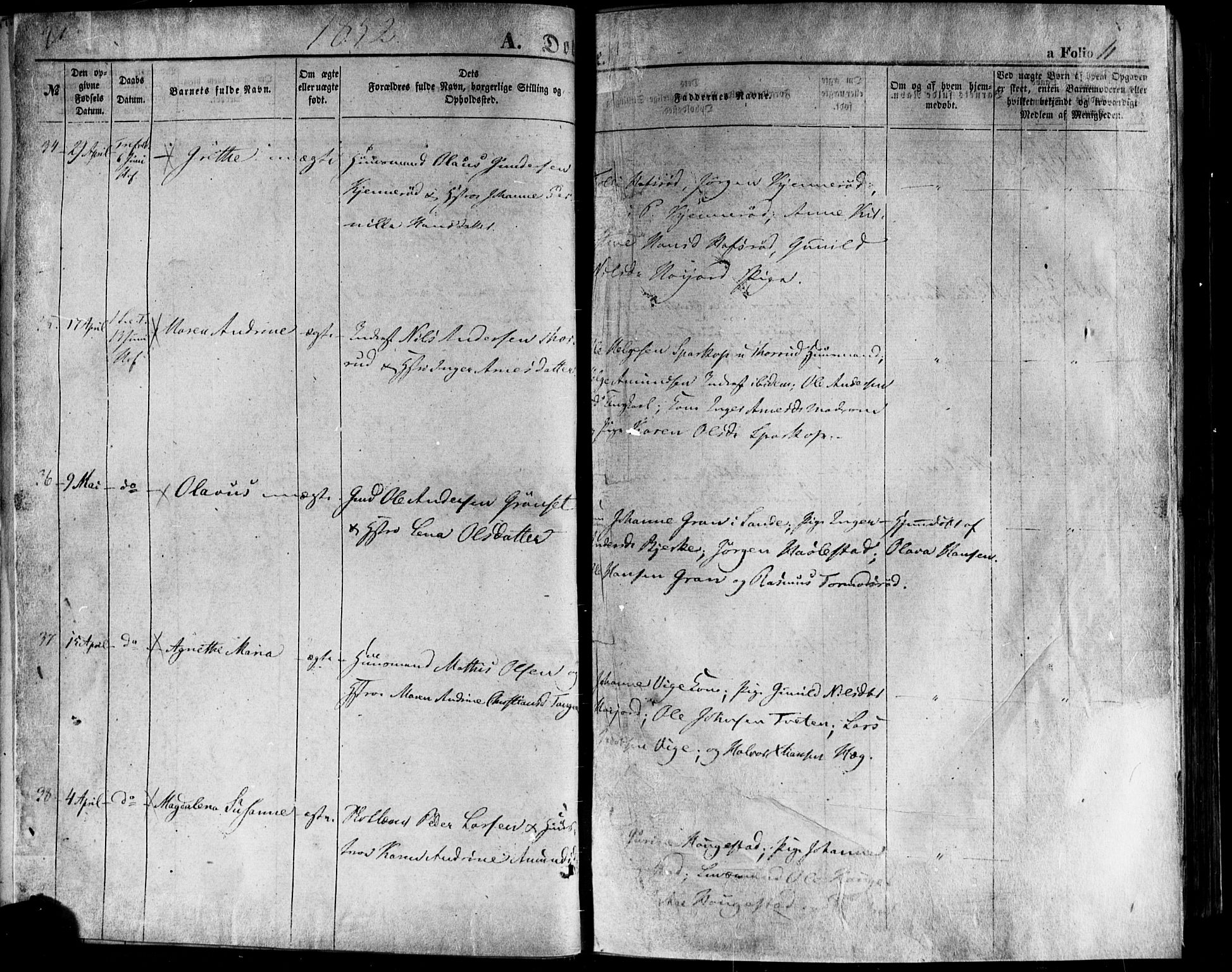 Hof kirkebøker, AV/SAKO-A-64/F/Fa/L0006: Parish register (official) no. I 6, 1851-1877, p. 11