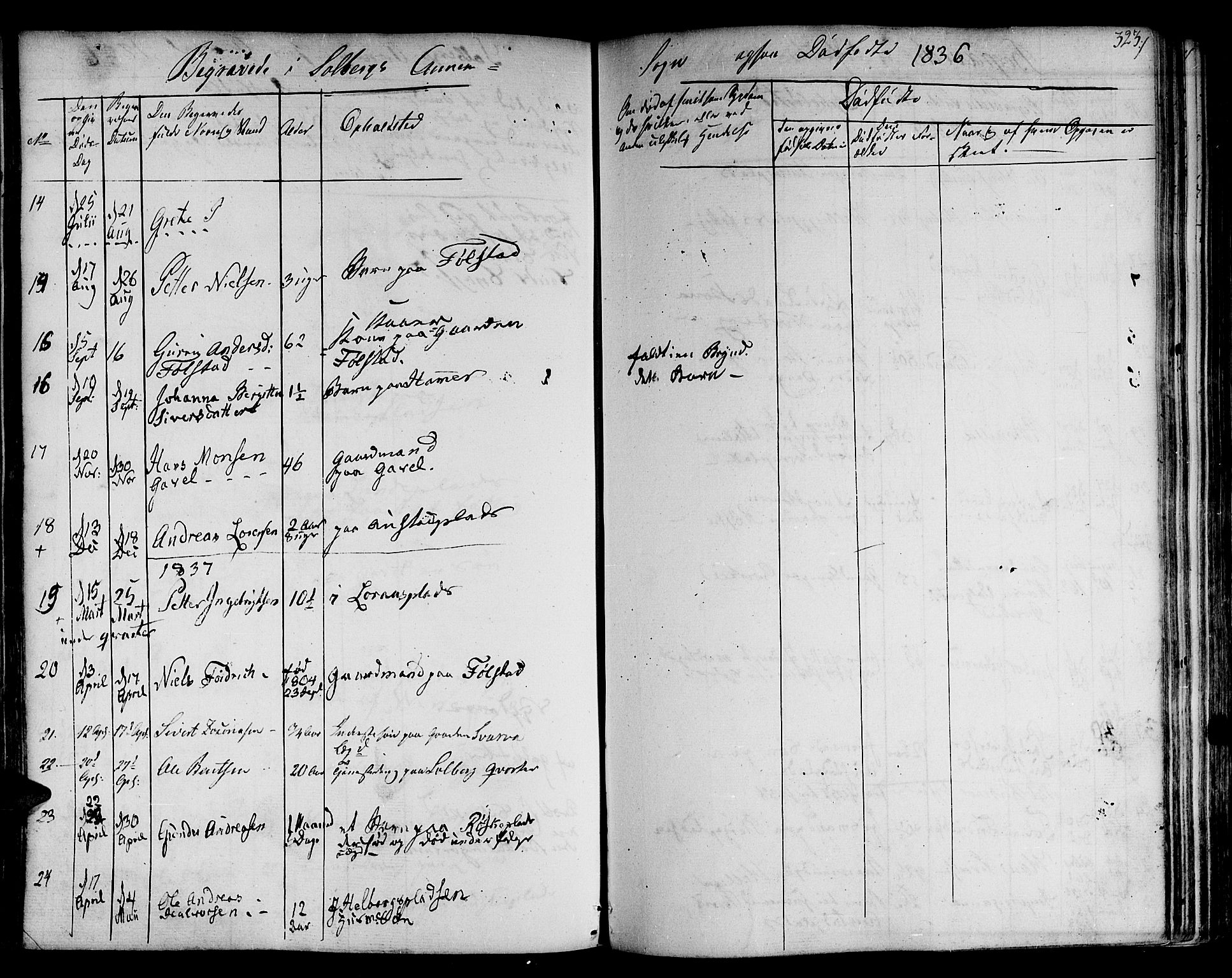 Ministerialprotokoller, klokkerbøker og fødselsregistre - Nord-Trøndelag, SAT/A-1458/730/L0277: Parish register (official) no. 730A06 /2, 1831-1839, p. 323