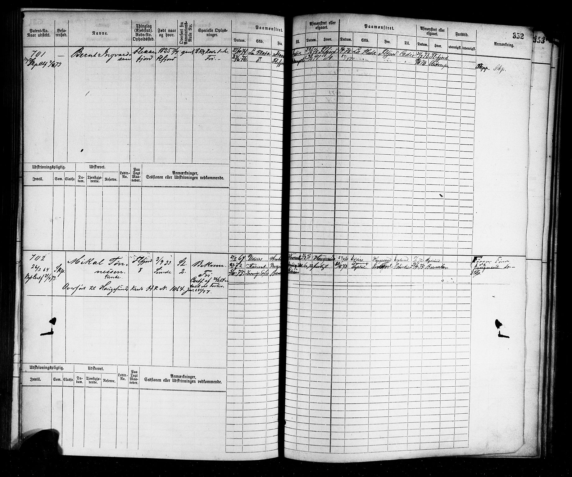 Flekkefjord mønstringskrets, SAK/2031-0018/F/Fb/L0001: Hovedrulle nr 1-764, N-4, 1868-1900, p. 357