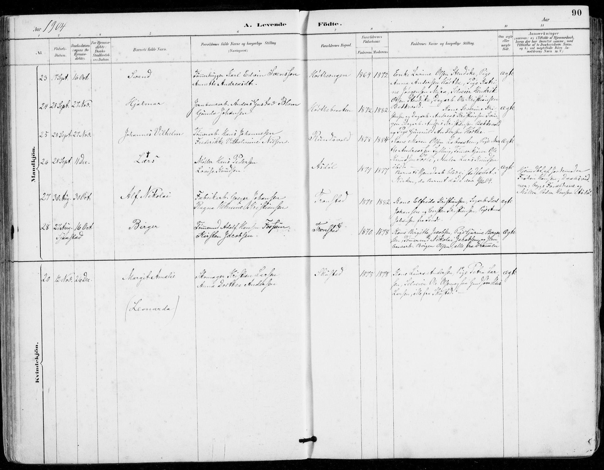 Sylling kirkebøker, AV/SAKO-A-247/F/Fa/L0001: Parish register (official) no. 1, 1883-1910, p. 90