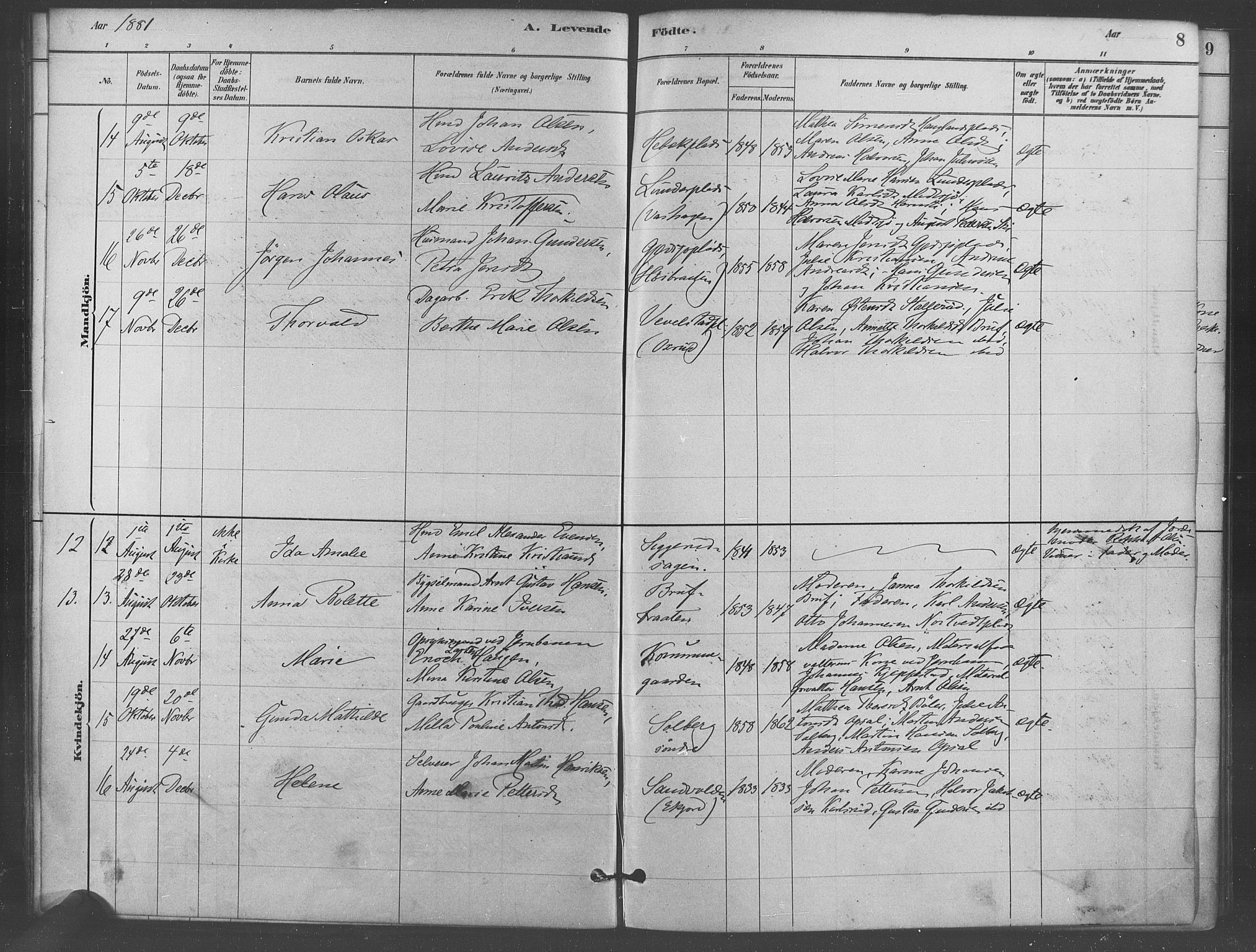 Kråkstad prestekontor Kirkebøker, SAO/A-10125a/F/Fb/L0001: Parish register (official) no. II 1, 1880-1892, p. 8