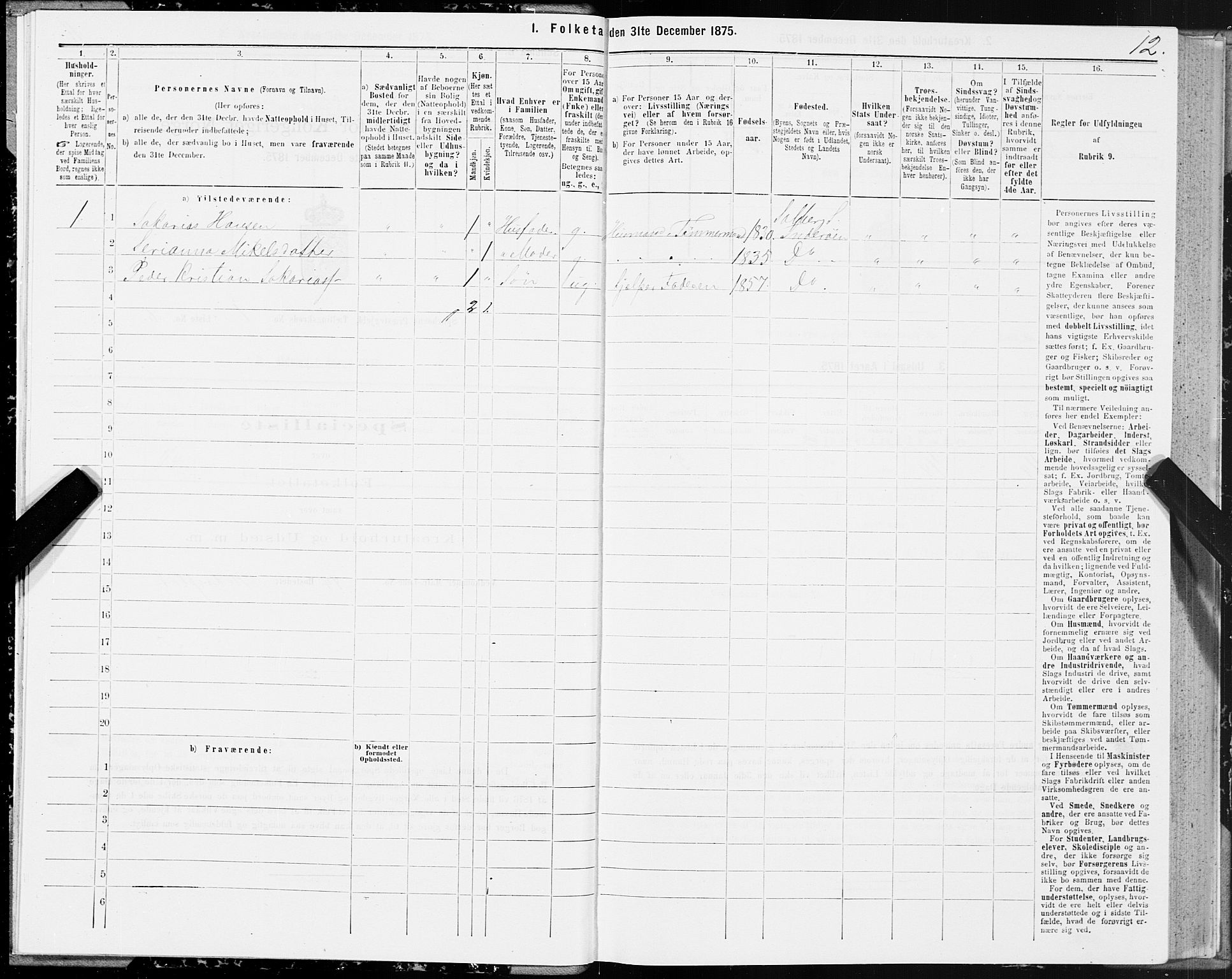 SAT, 1875 census for 1731P Sparbu, 1875, p. 1012