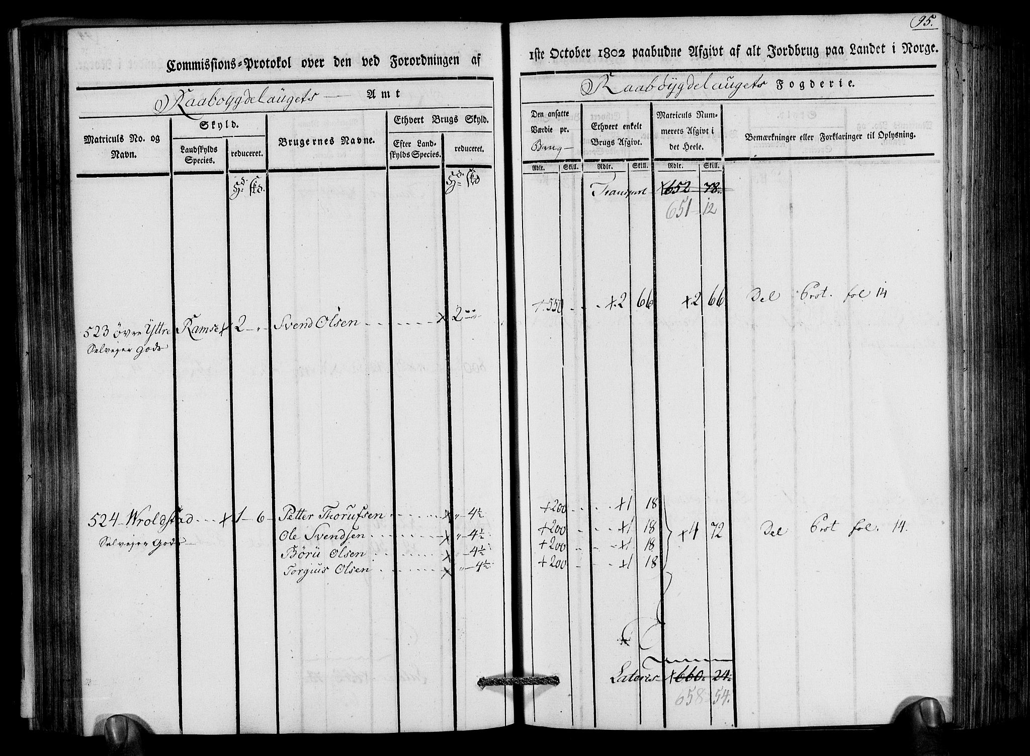 Rentekammeret inntil 1814, Realistisk ordnet avdeling, AV/RA-EA-4070/N/Ne/Nea/L0083: Råbyggelag fogderi. Kommisjonsprotokoll for Østre Råbyggelagets sorenskriveri, 1803, p. 97