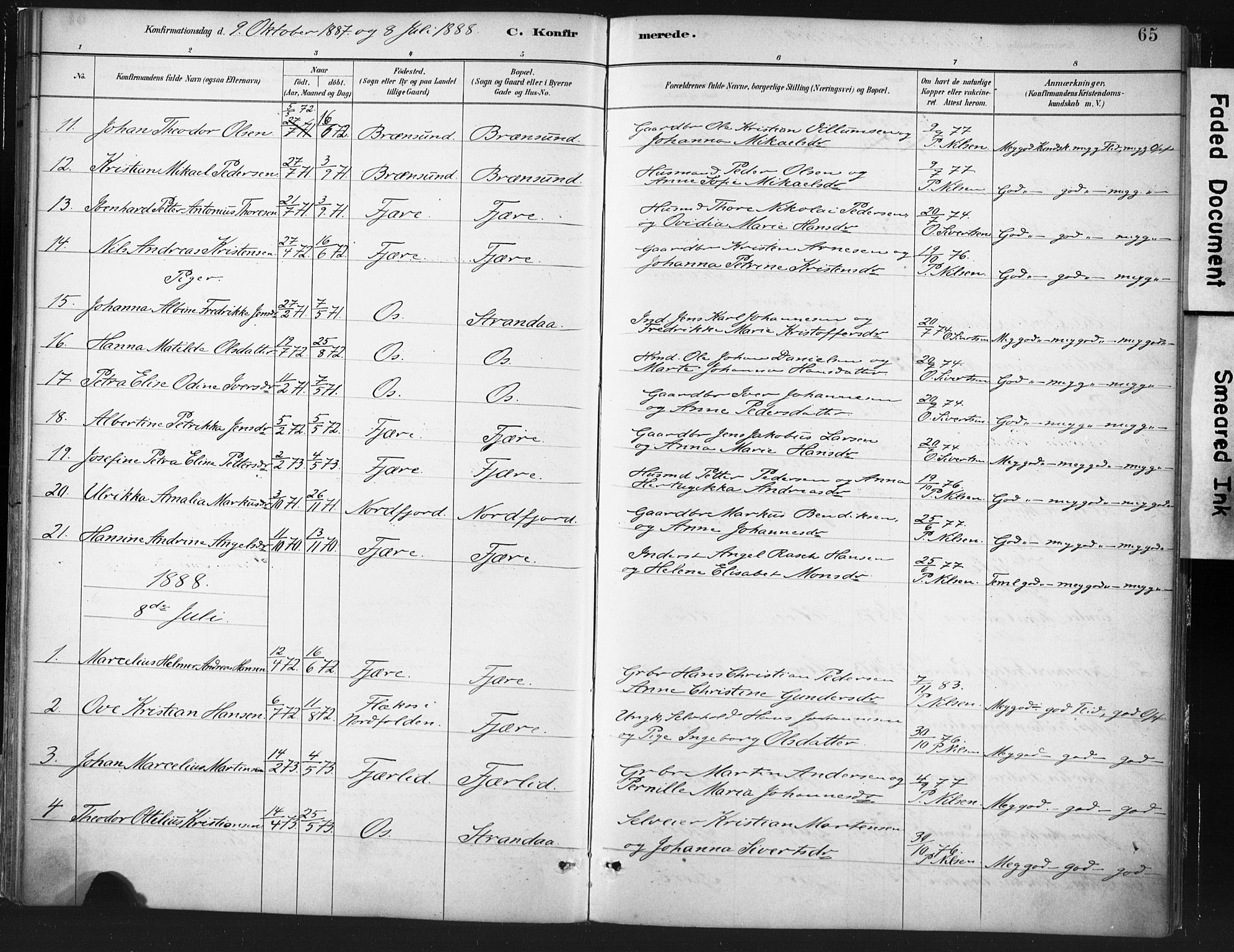 Ministerialprotokoller, klokkerbøker og fødselsregistre - Nordland, AV/SAT-A-1459/803/L0071: Parish register (official) no. 803A01, 1881-1897, p. 65