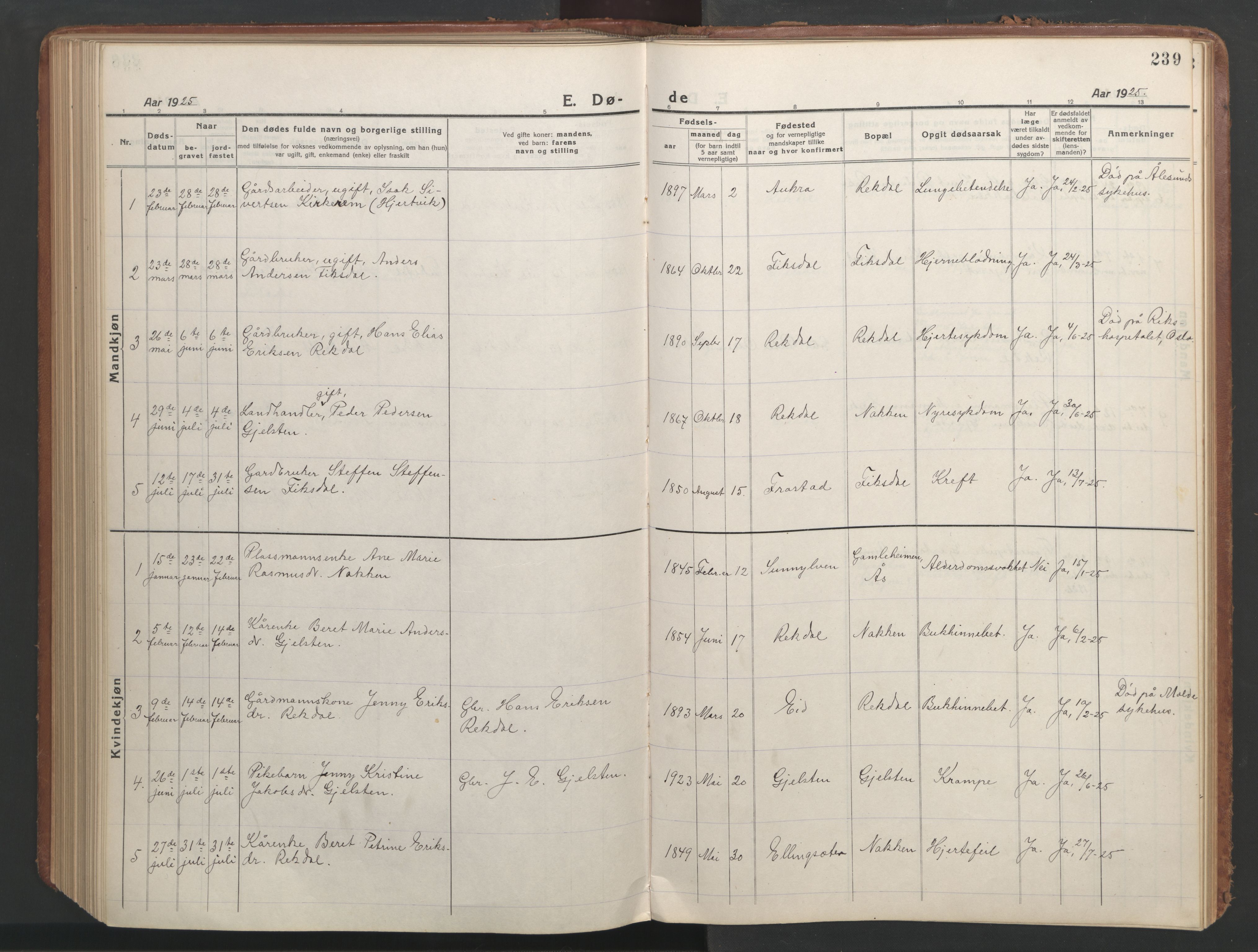 Ministerialprotokoller, klokkerbøker og fødselsregistre - Møre og Romsdal, AV/SAT-A-1454/540/L0542: Parish register (copy) no. 540C02, 1921-1967, p. 240