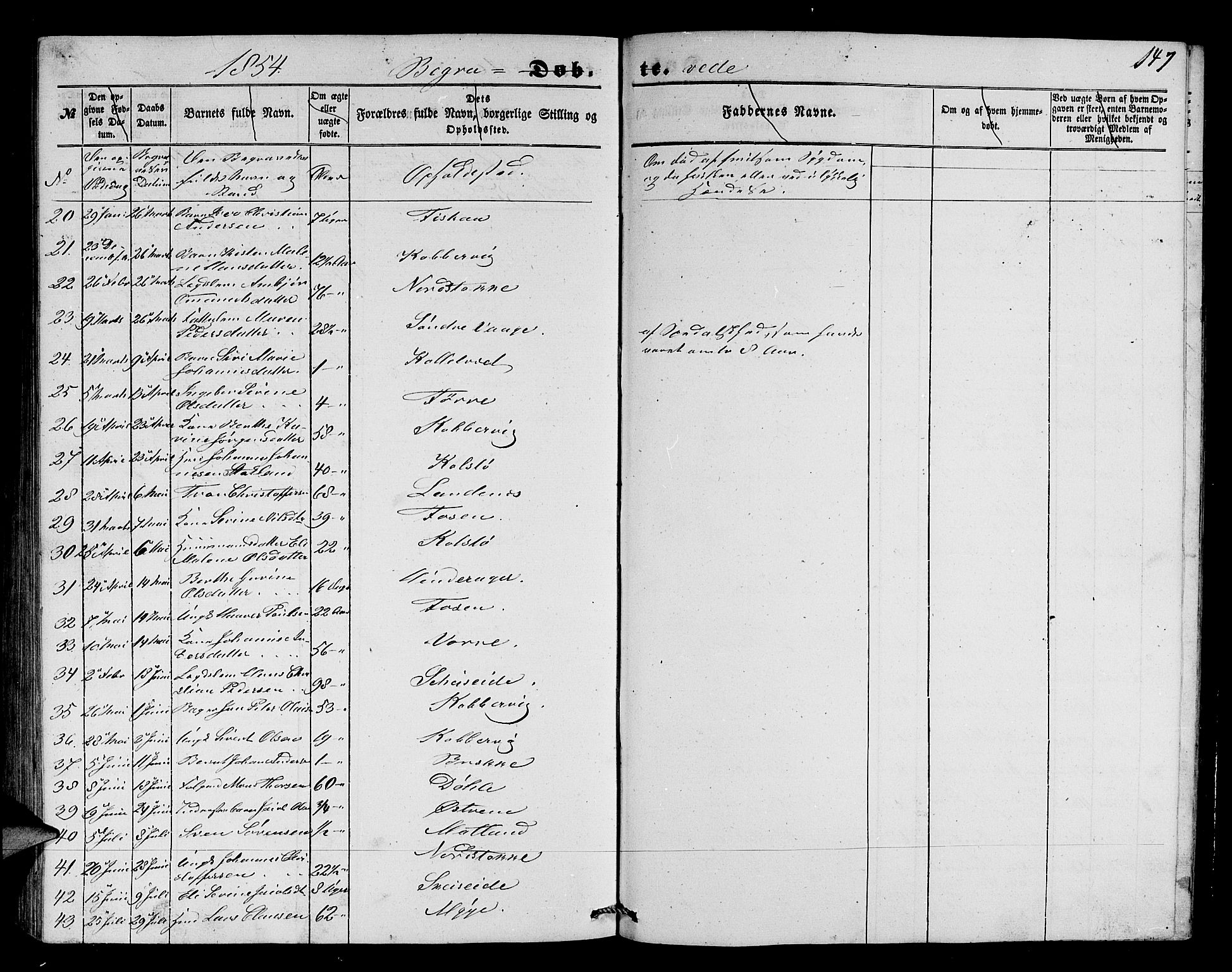 Avaldsnes sokneprestkontor, SAST/A -101851/H/Ha/Hab/L0002: Parish register (copy) no. B 2, 1848-1856, p. 147