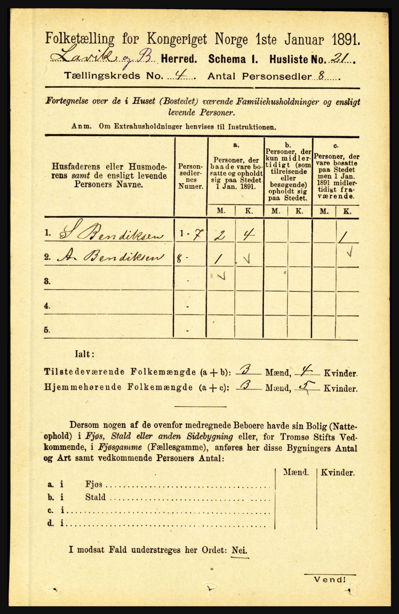 RA, 1891 census for 1415 Lavik og Brekke, 1891, p. 775