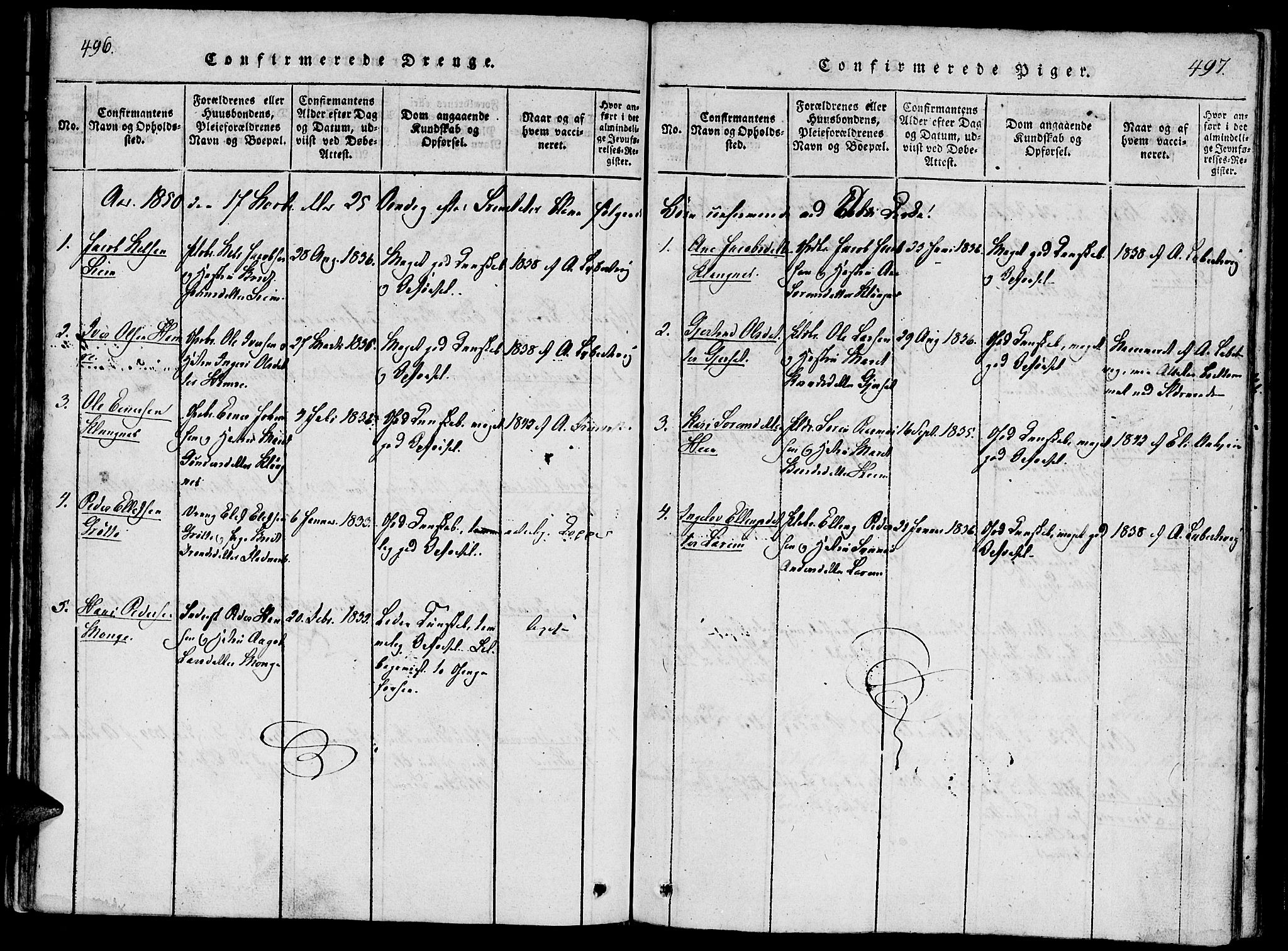 Ministerialprotokoller, klokkerbøker og fødselsregistre - Møre og Romsdal, SAT/A-1454/542/L0551: Parish register (official) no. 542A01, 1818-1853, p. 496-497