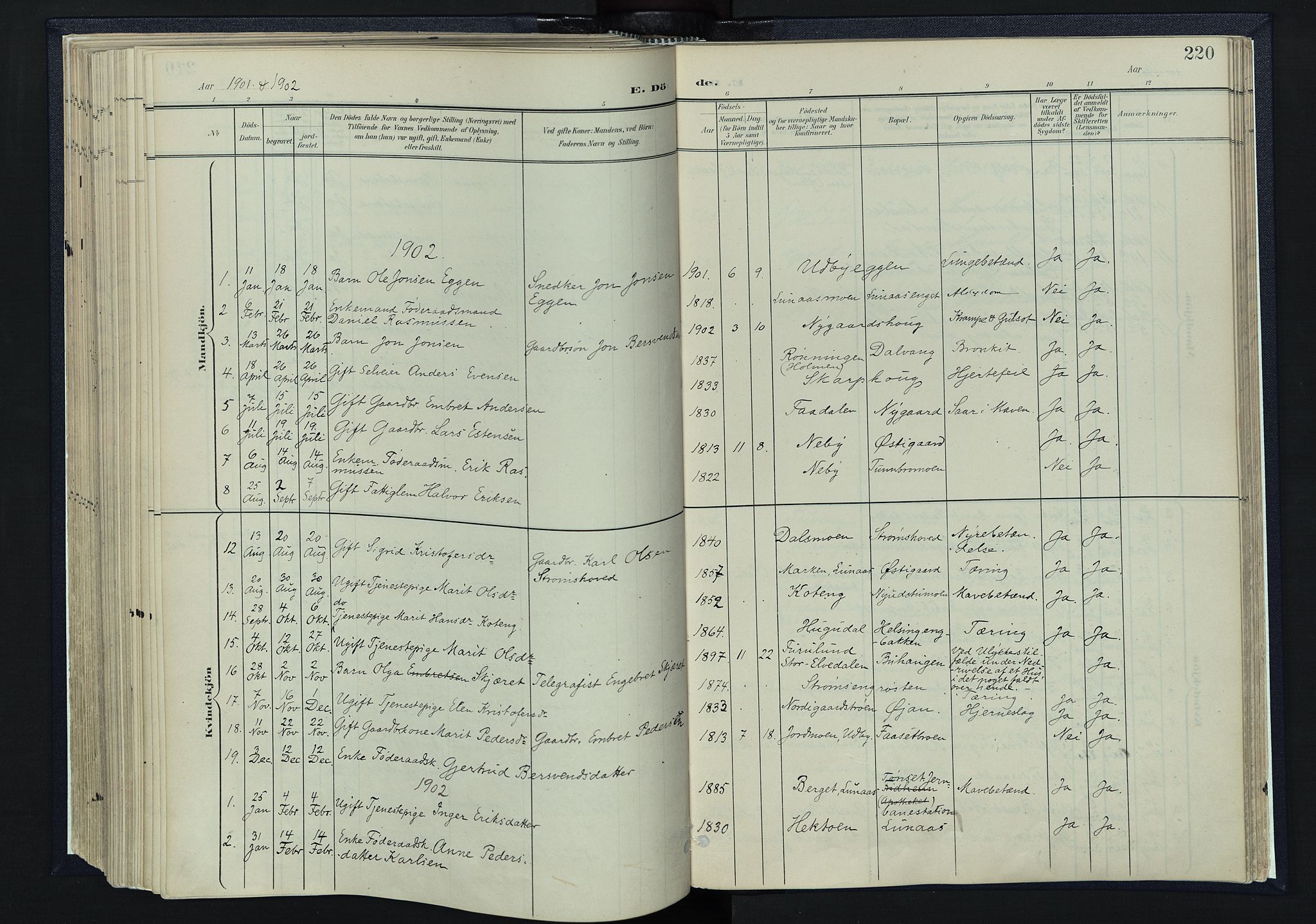 Tynset prestekontor, AV/SAH-PREST-058/H/Ha/Haa/L0025: Parish register (official) no. 25, 1900-1914, p. 220