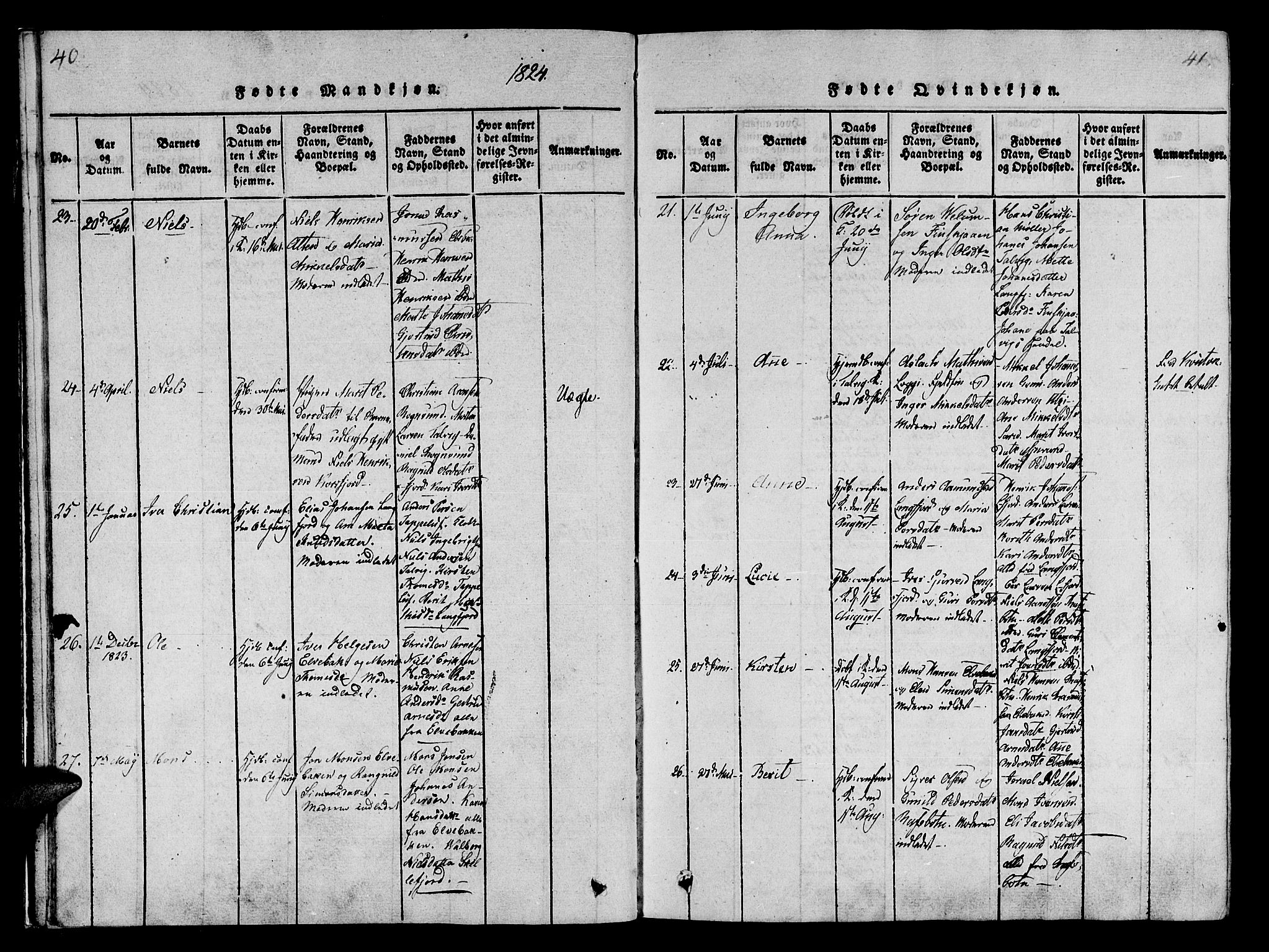 Talvik sokneprestkontor, AV/SATØ-S-1337/H/Ha/L0008kirke: Parish register (official) no. 8, 1821-1837, p. 40-41