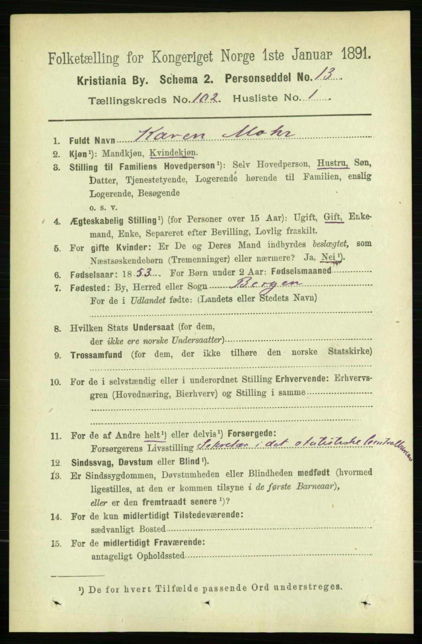 RA, 1891 census for 0301 Kristiania, 1891, p. 50632