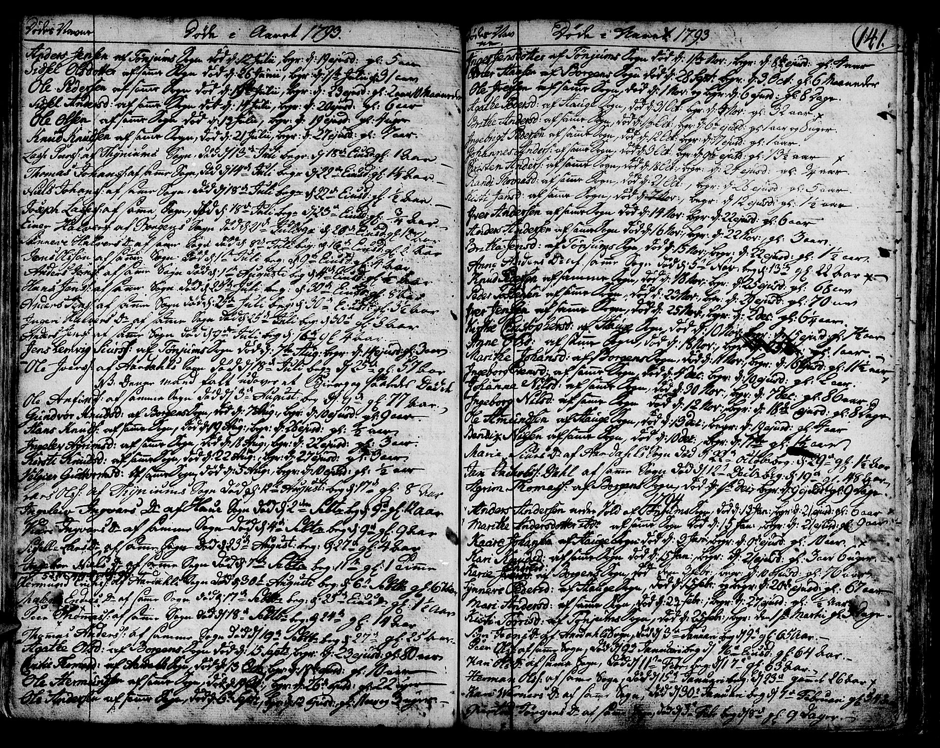 Lærdal sokneprestembete, SAB/A-81201: Parish register (official) no. A 3, 1783-1804, p. 141